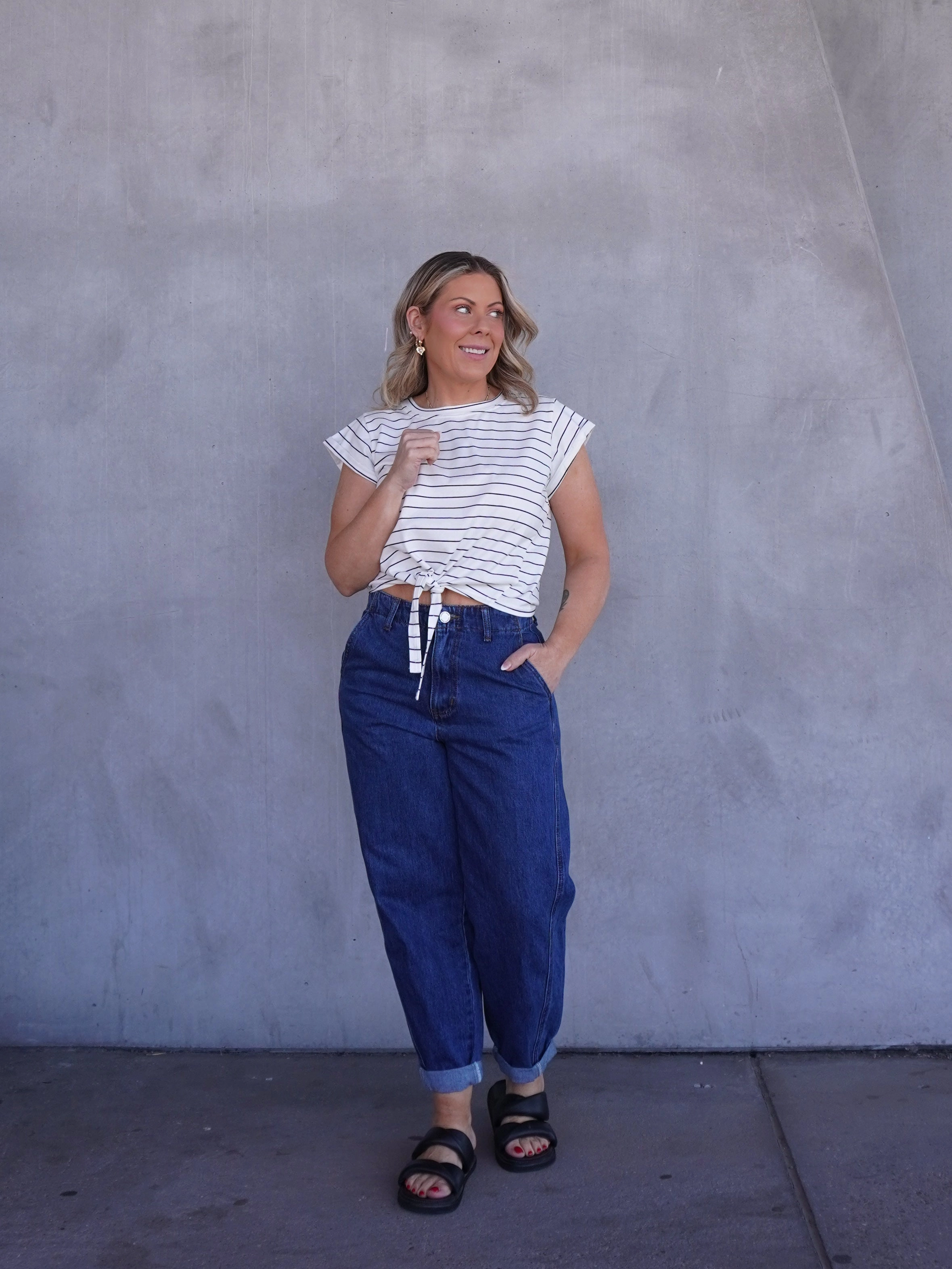 Charm Tee - White/Black NonRestrictive Fit MicrofiberTech