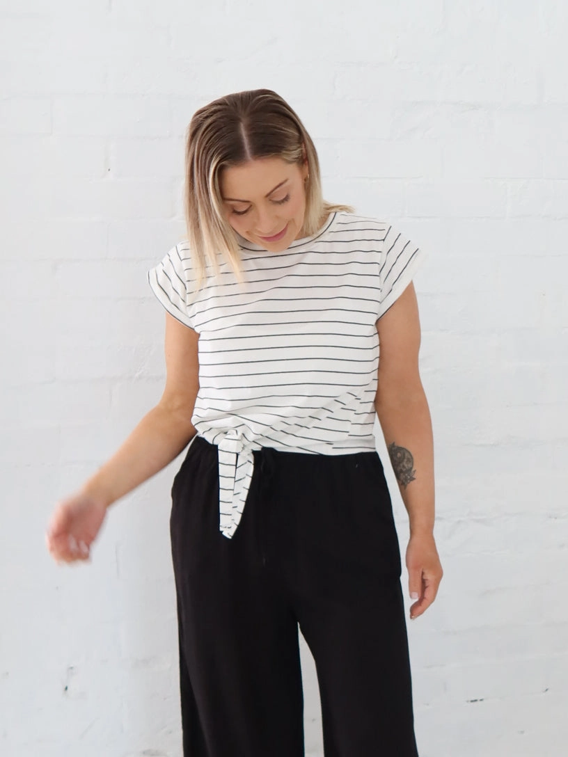 Charm Tee - White/Black Soft Knit