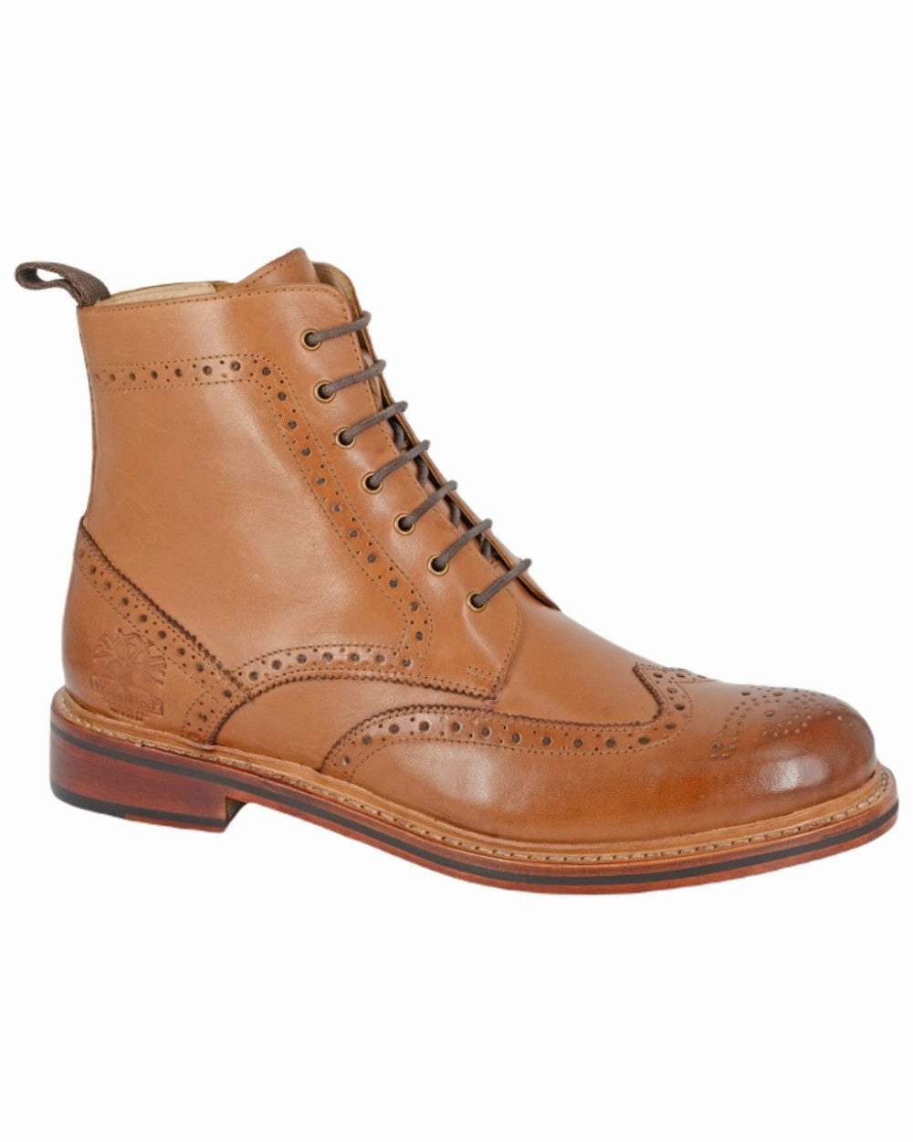 High-traction Farmer Woodland 7 Eyelet Brogue Zip Ankle Boots