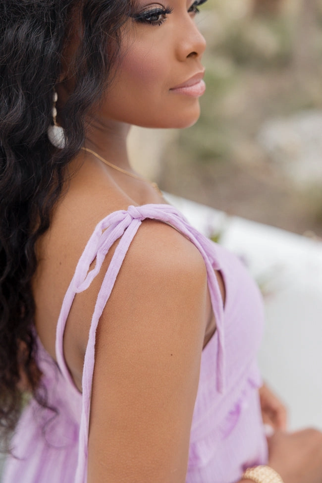 Radiant Rays Lilac Tie Shoulder Romper FINAL SALE Dreamy Touch