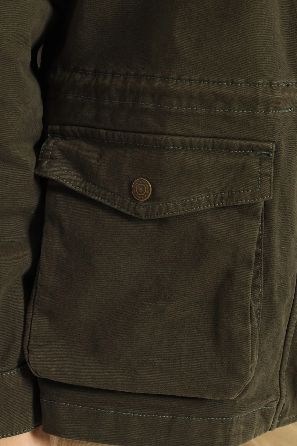 Stretchable Cuffs Comfort Stretch Fabric Karlie Utility Jacket - Military Green