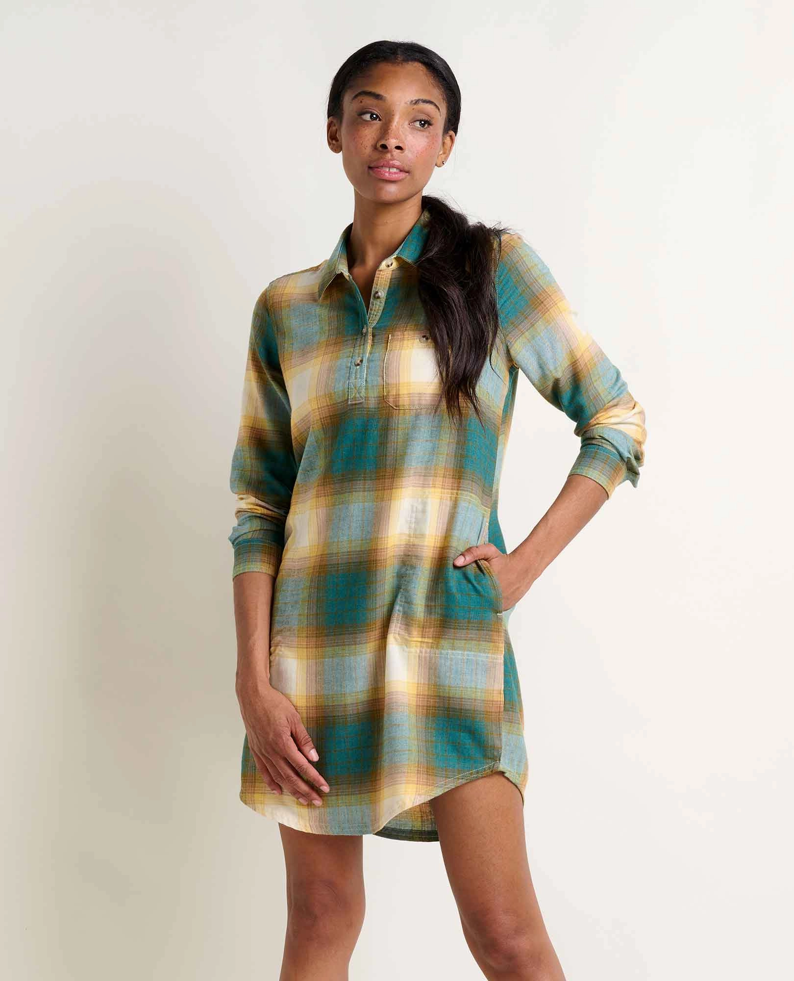 Re-Form Flannel Shirtdress Airy Weave Tulle Flow