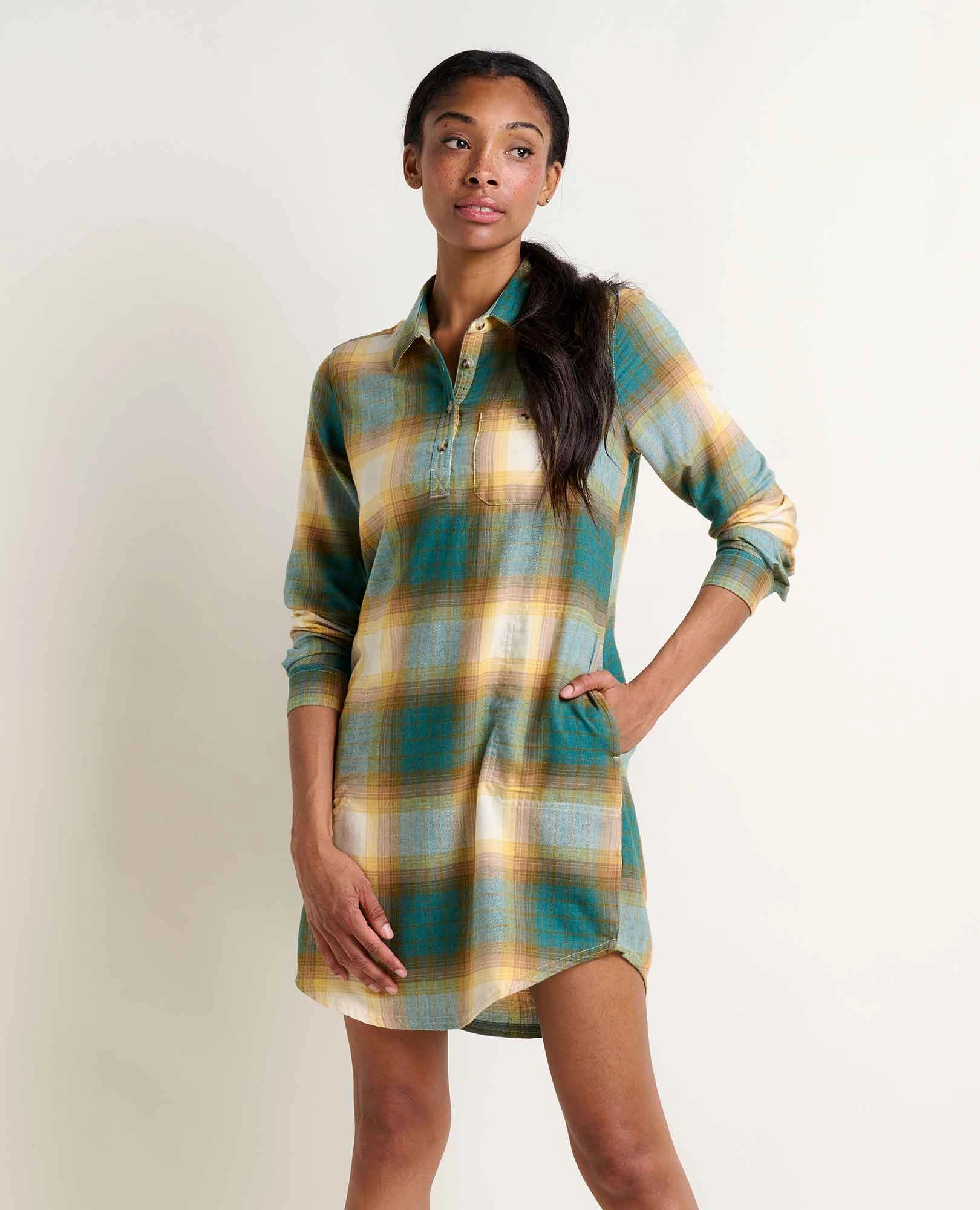 Re-Form Flannel Shirtdress Luxurious Texture Bright Colors