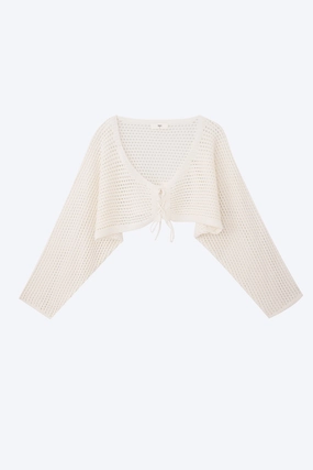 Knitted Mesh Cardigan - Cream [AT] Friction Resistant Sealed Seam Construction