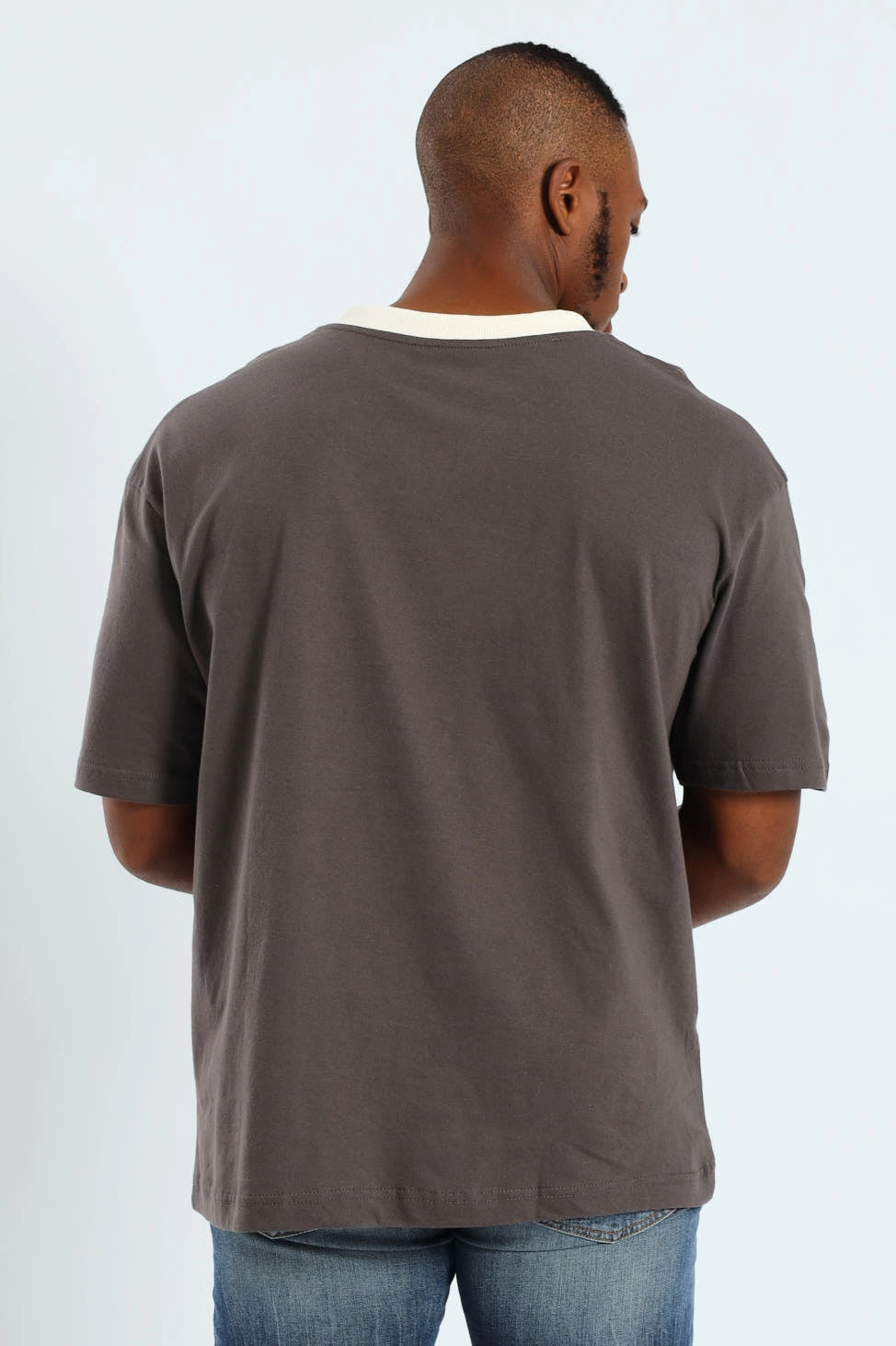 Oversized V-Neck Number Tee - Dark Grey Comfort Apparel Skin Friendly Blends