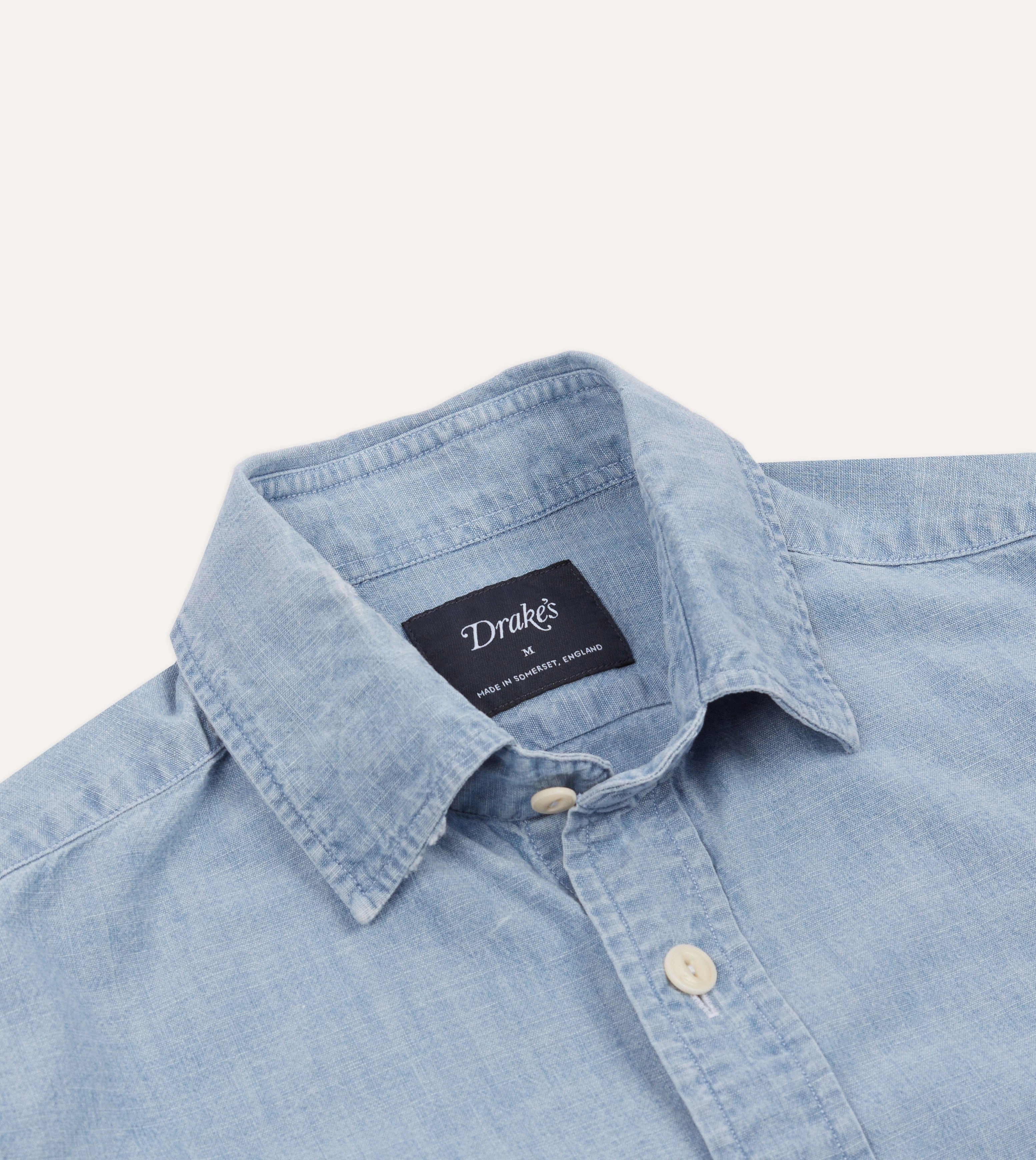 Blue Cotton Chambray Two-Pocket Work Shirt Thermal Regulation Fabric