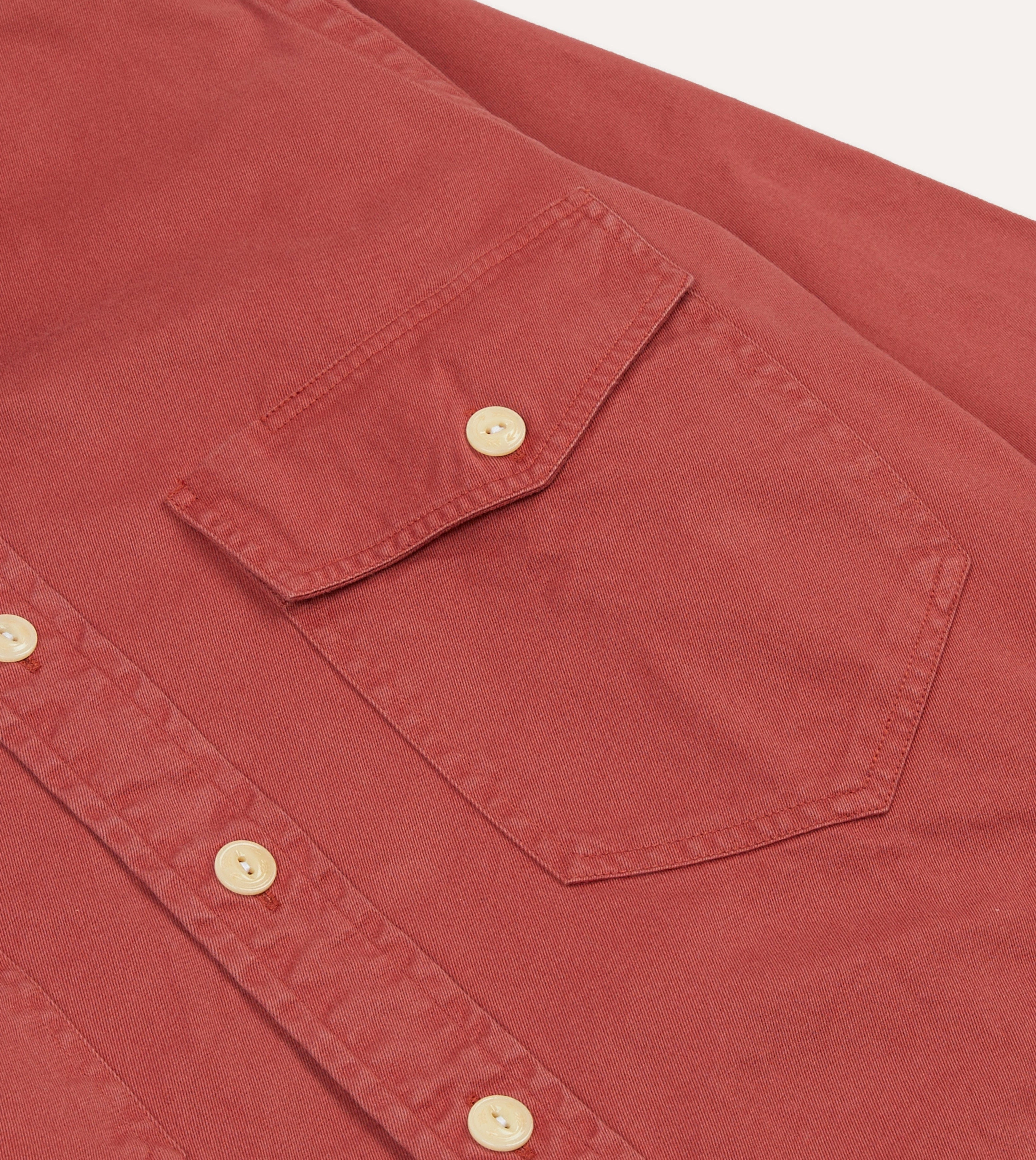 Red Cotton Long Point Collar Work Shirt Mountain Retreat Hidden Button Placket