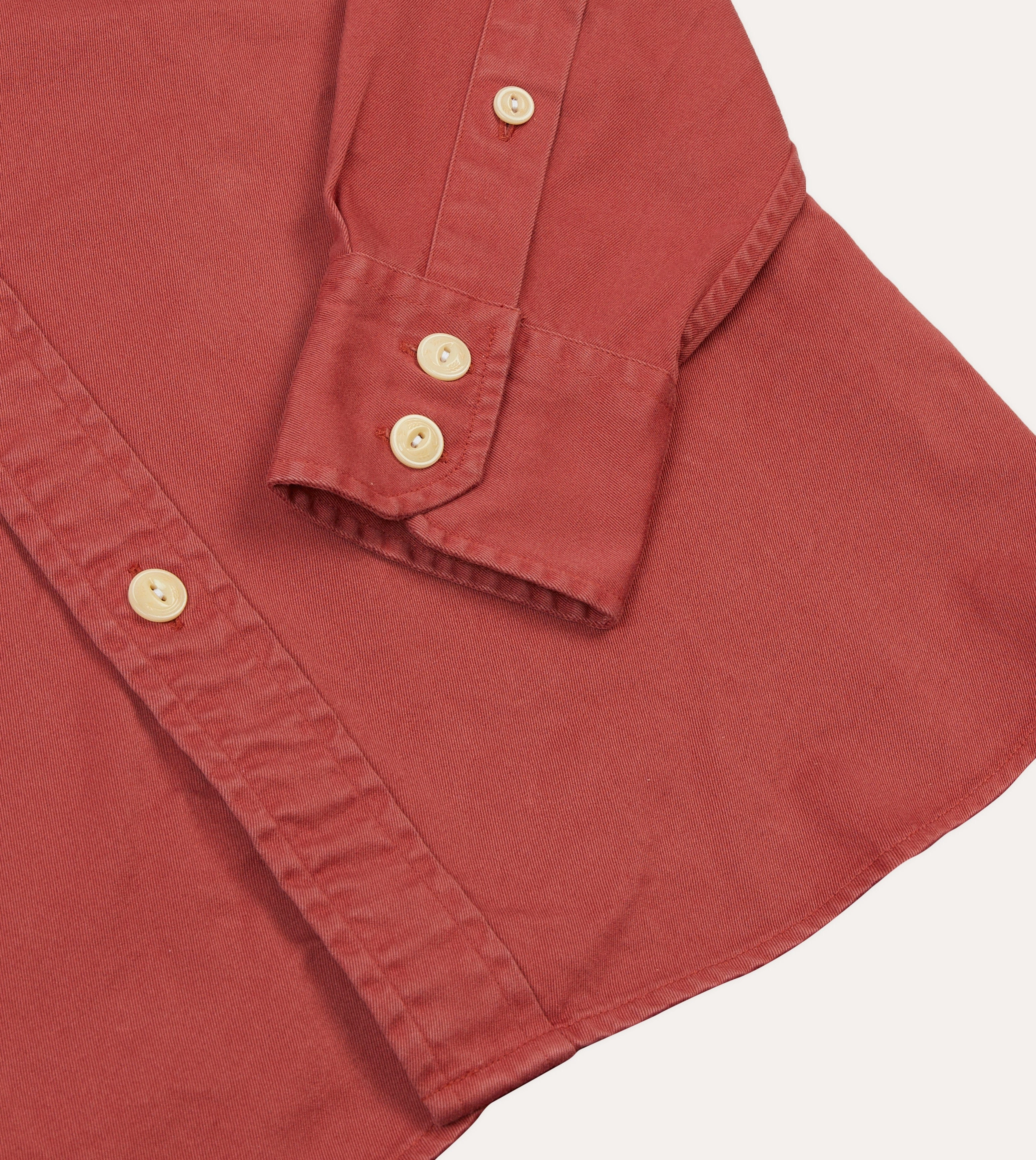 Red Cotton Long Point Collar Work Shirt Reinforced Hems Student Essential