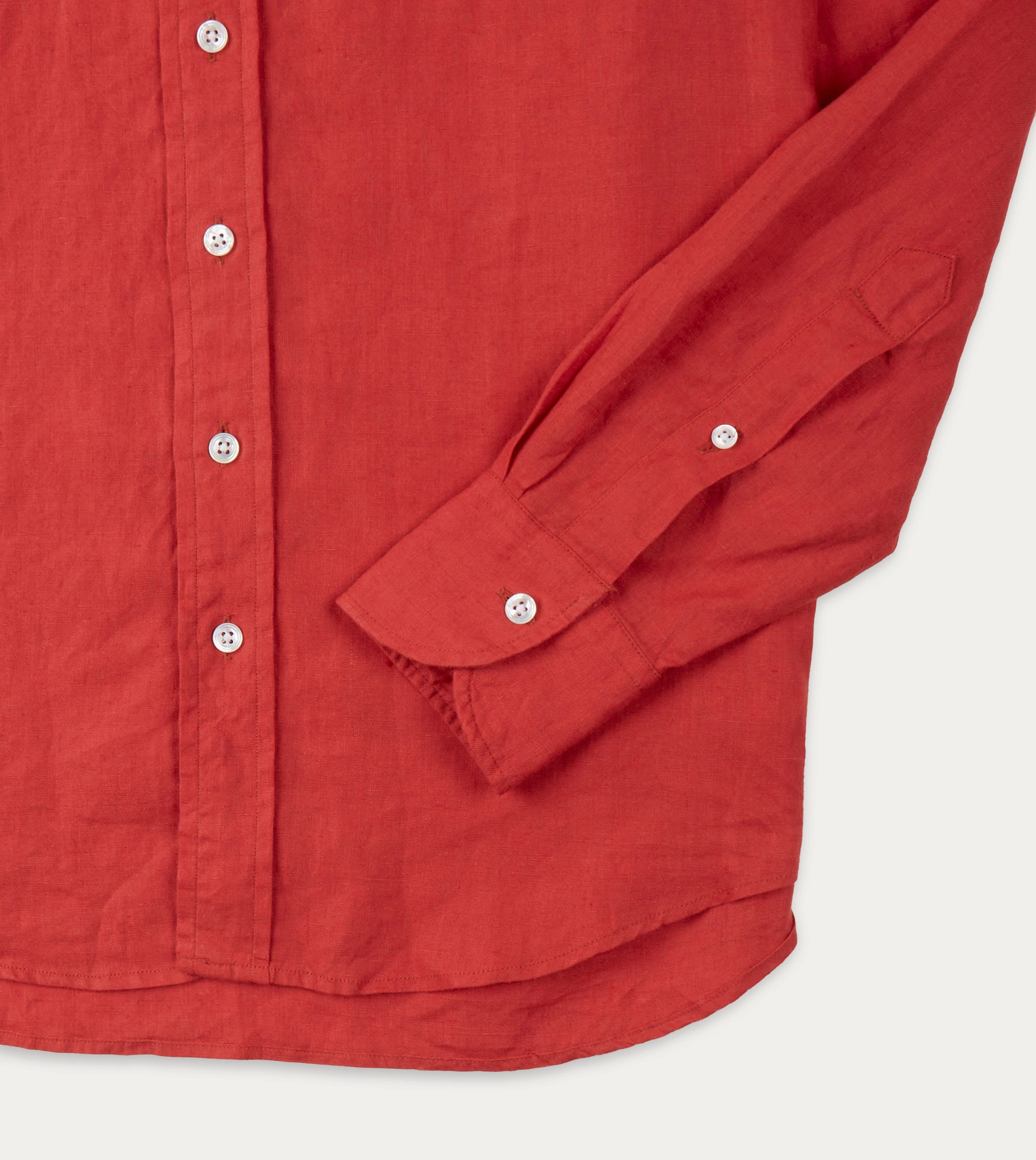 Odor Resistant Organic Cotton Red Linen Spread Collar Shirt