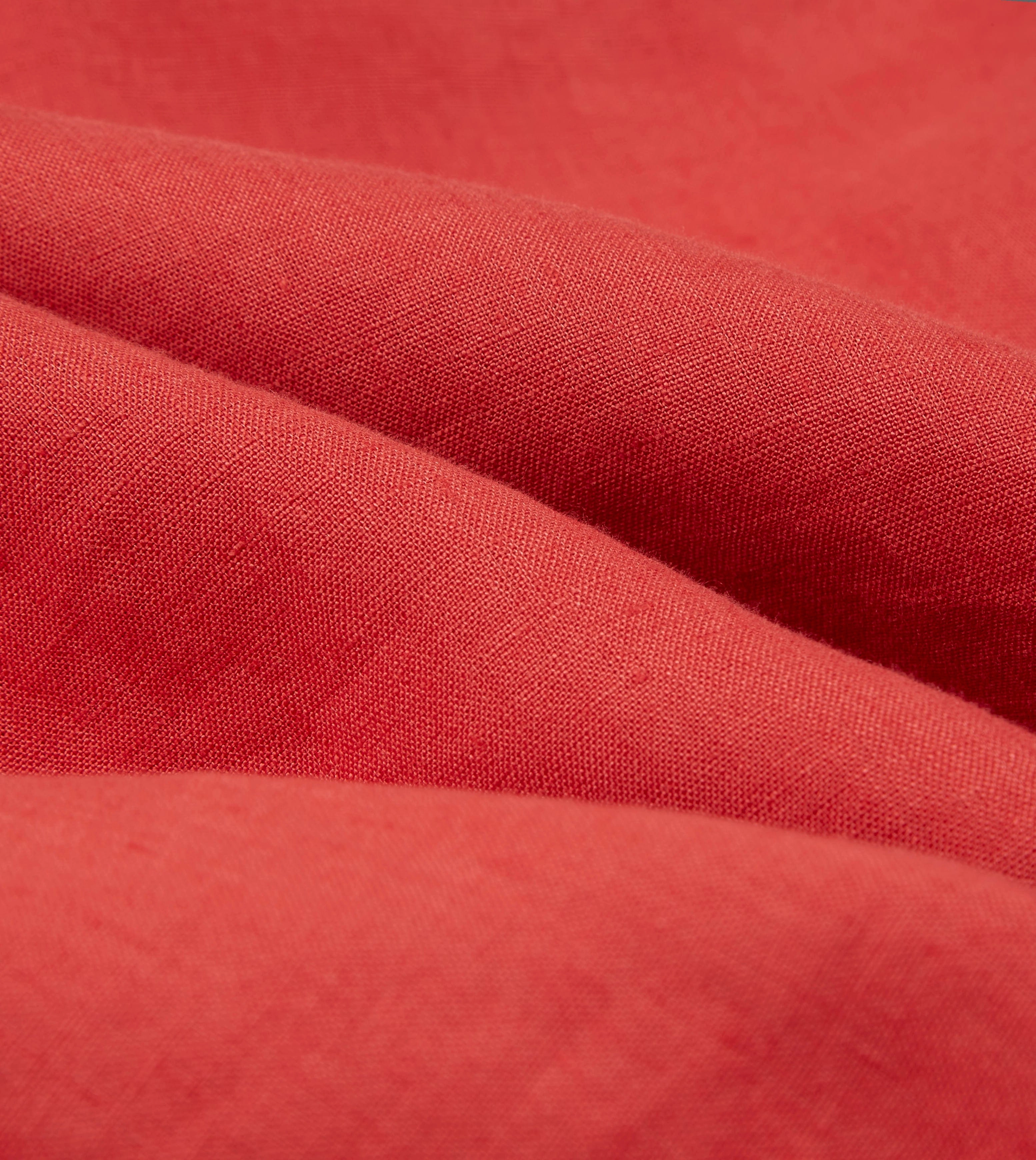 Snag Free Surface Red Linen Spread Collar Shirt