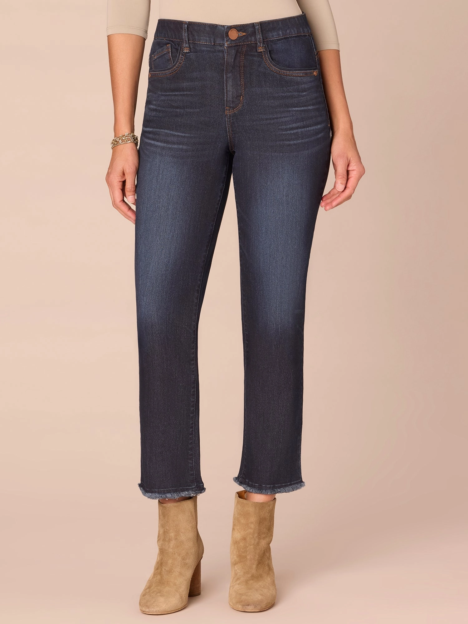 Spring Mood Affordable ??Ab??solution? High Rise Fray Slim Straight Jeans with Cascading D
