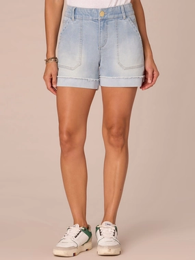 Smooth Feel "Ab"solution High Rise Fray Cuff Shorts with Dart Seams