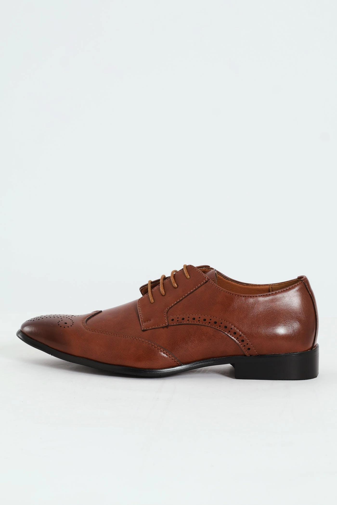 Stitched Wing Detail Lace Up Derby Shoe - Tan Non Slip Outsole