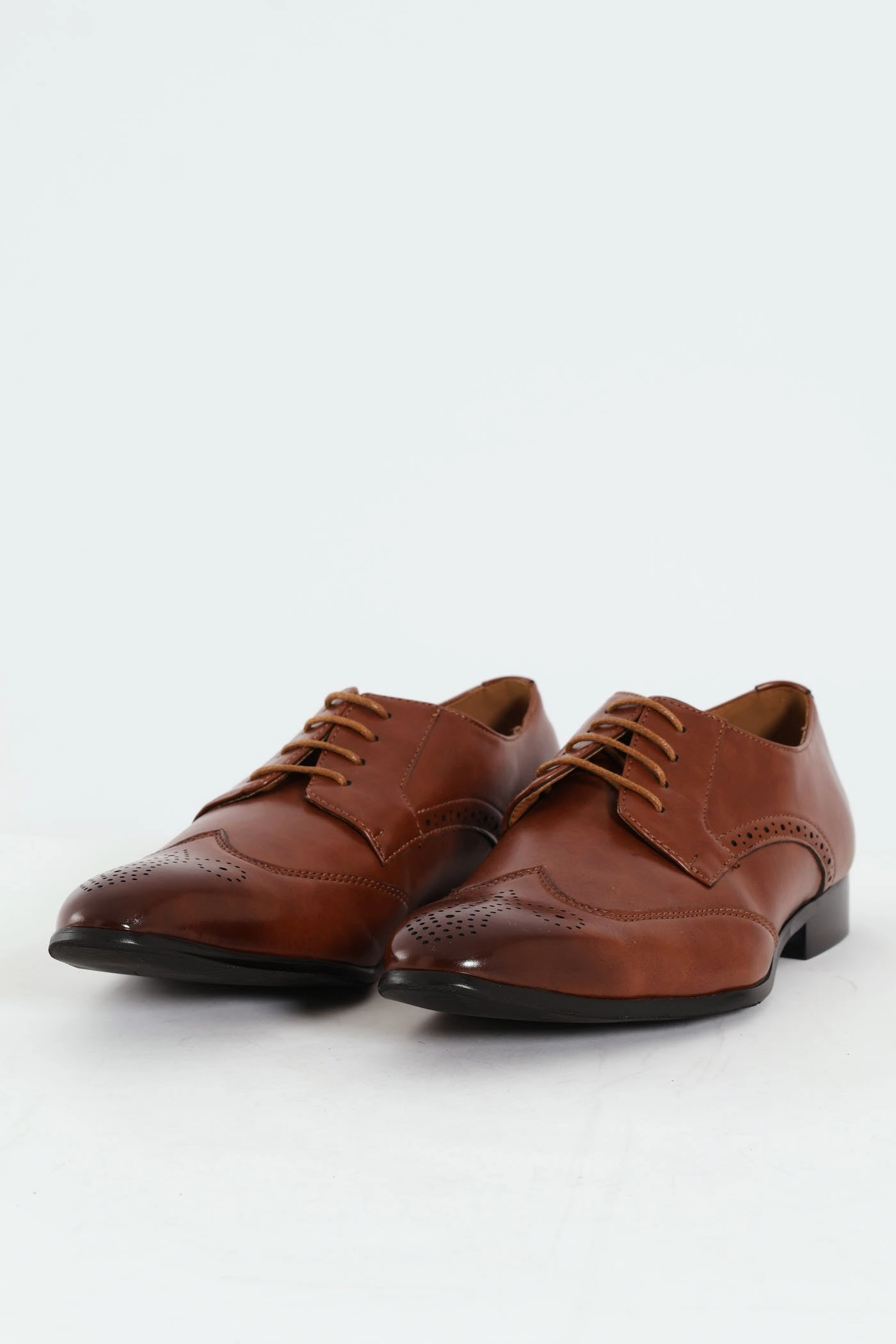 Stitched Wing Detail Lace Up Derby Shoe - Tan Lift Add