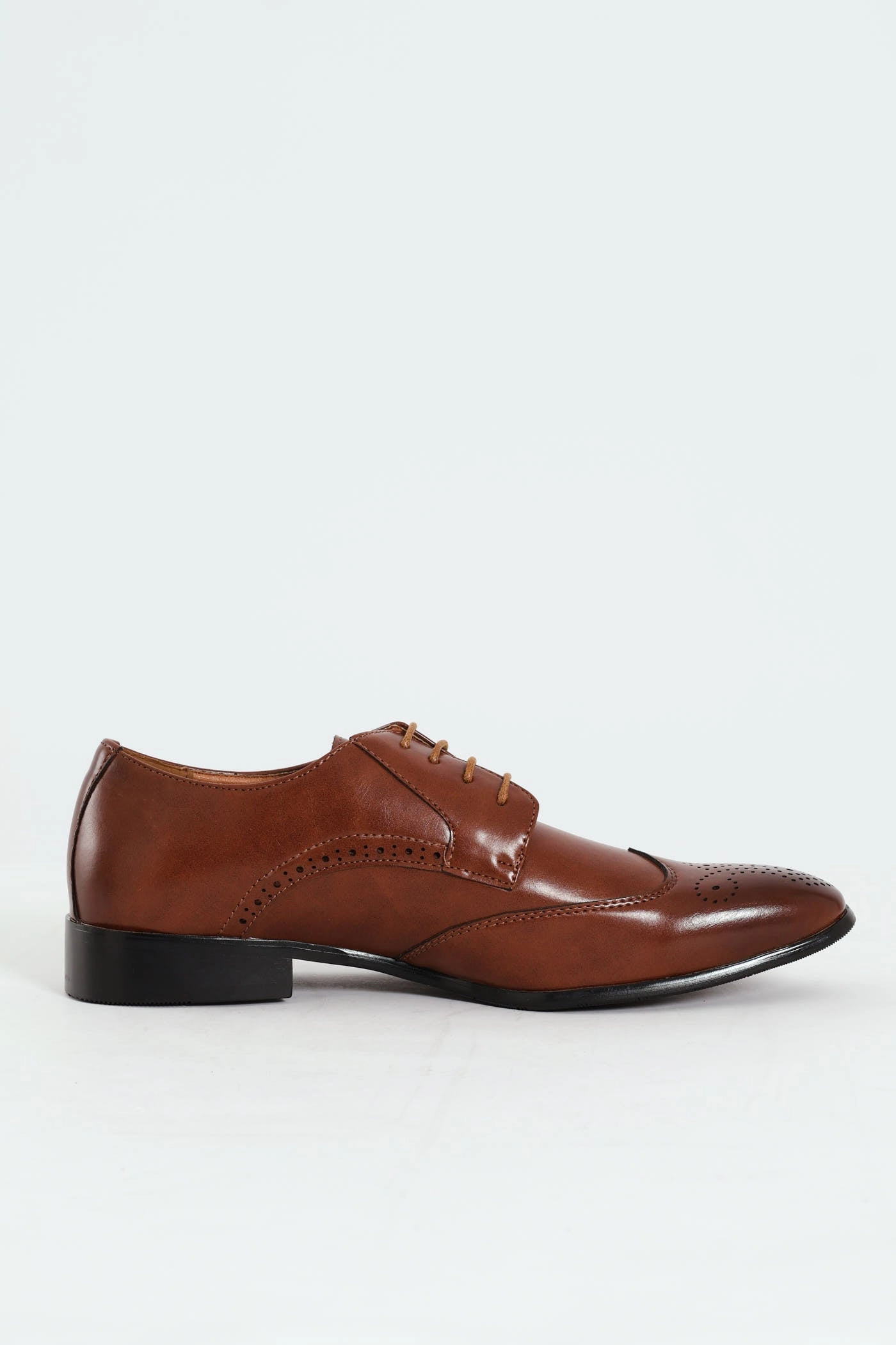 Stitched Wing Detail Lace Up Derby Shoe - Tan Dressy Style Style Crisp