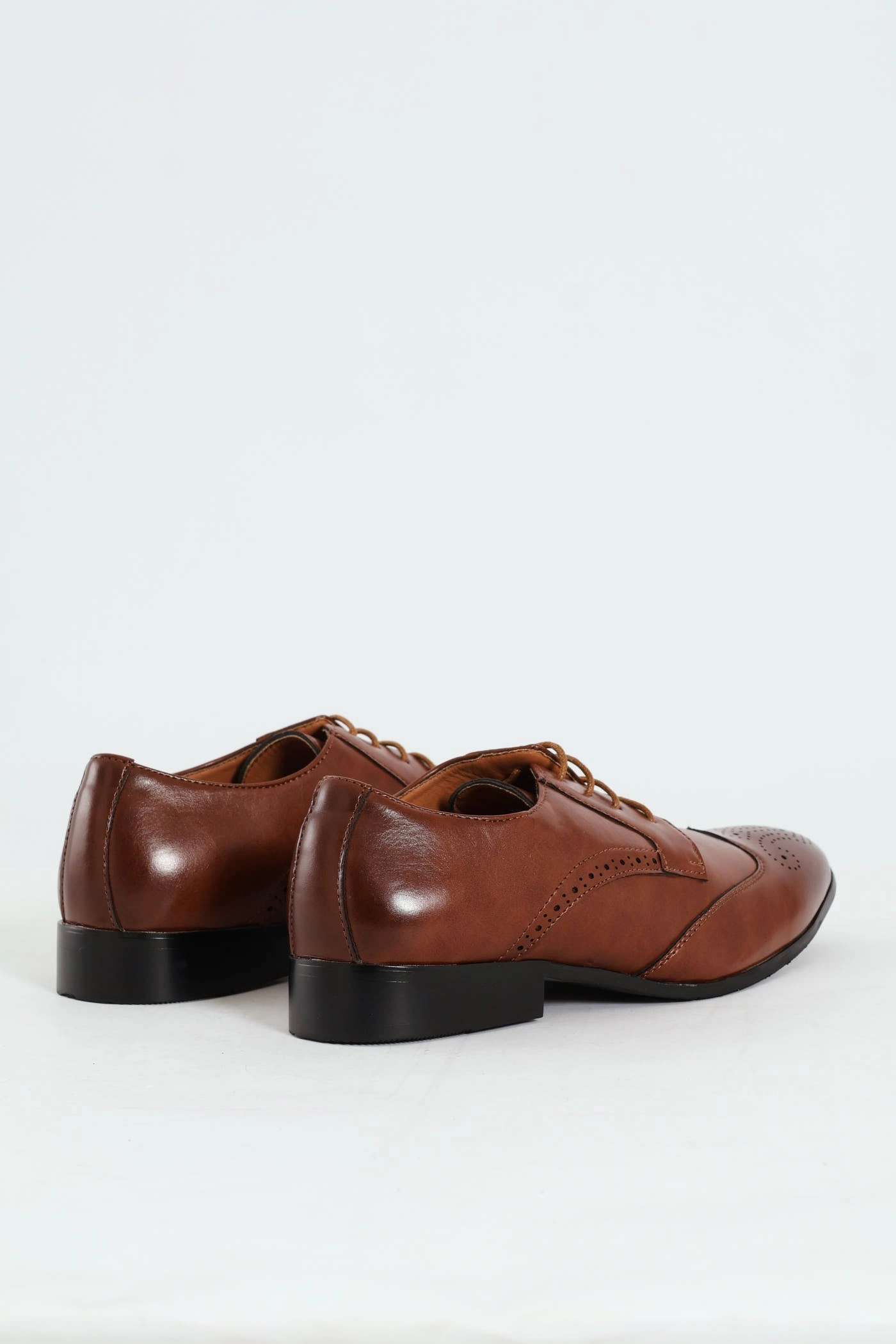Formal Meeting Walk Ease Stitched Wing Detail Lace Up Derby Shoe - Tan