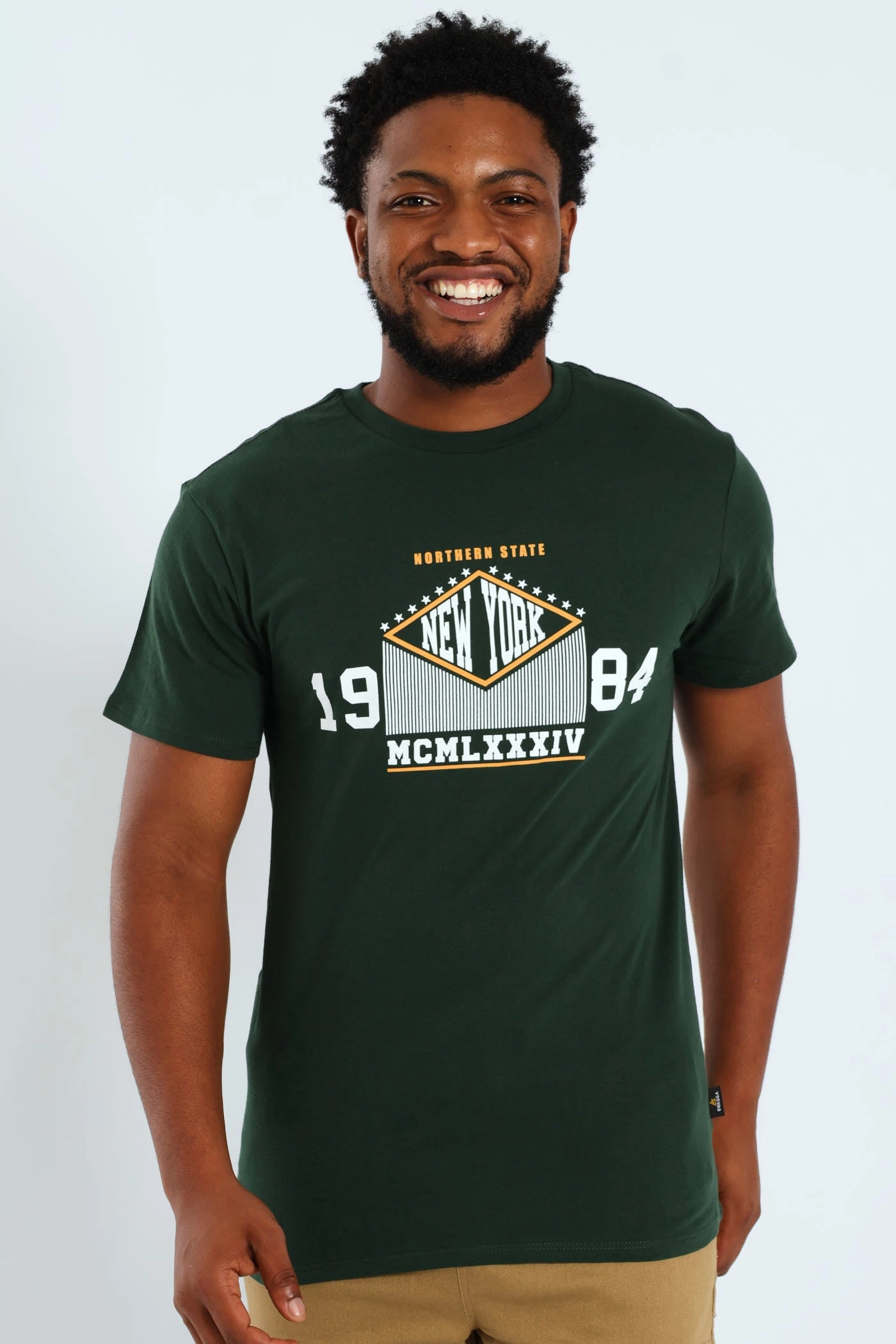 Classic Color Date night Short Sleeve Basic Print Tee - Bottle Green