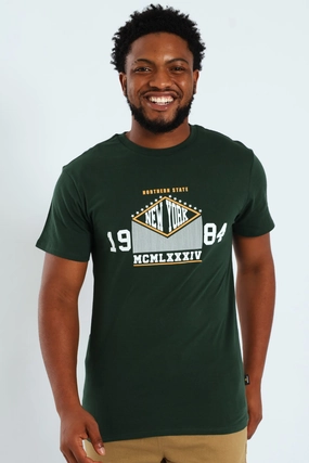 Adaptable Short Sleeve Basic Print Tee - Bottle Green