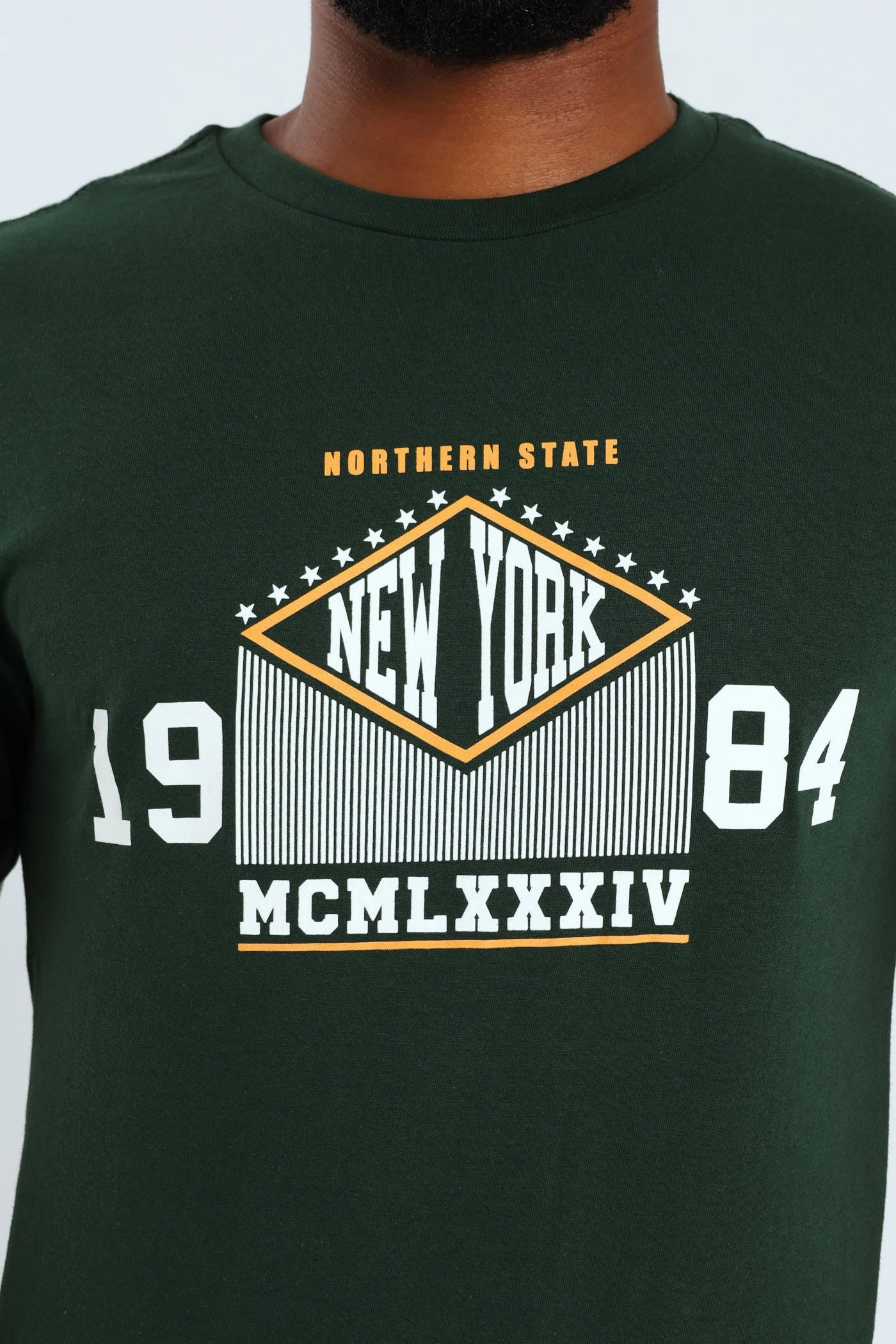 Lightweight Comfort Wear Holiday Outfit Style Short Sleeve Basic Print Tee - Bottle Green