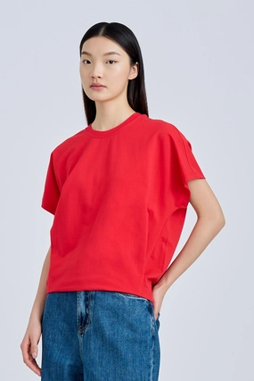 Snap Button Tee - Red [AT] GentleWashResistance Subtle Details