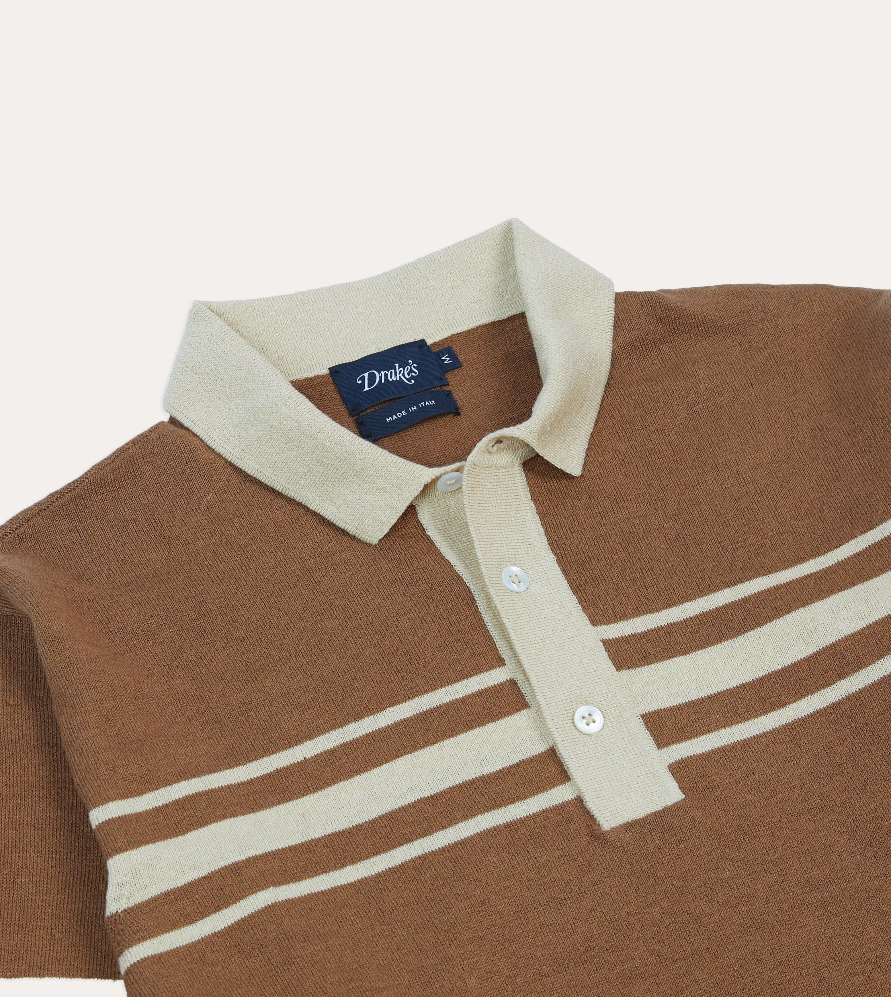 Brown and Ecru Linen Cotton Knitted Rugby Shirt Neutral Colors Eco Friendly Material