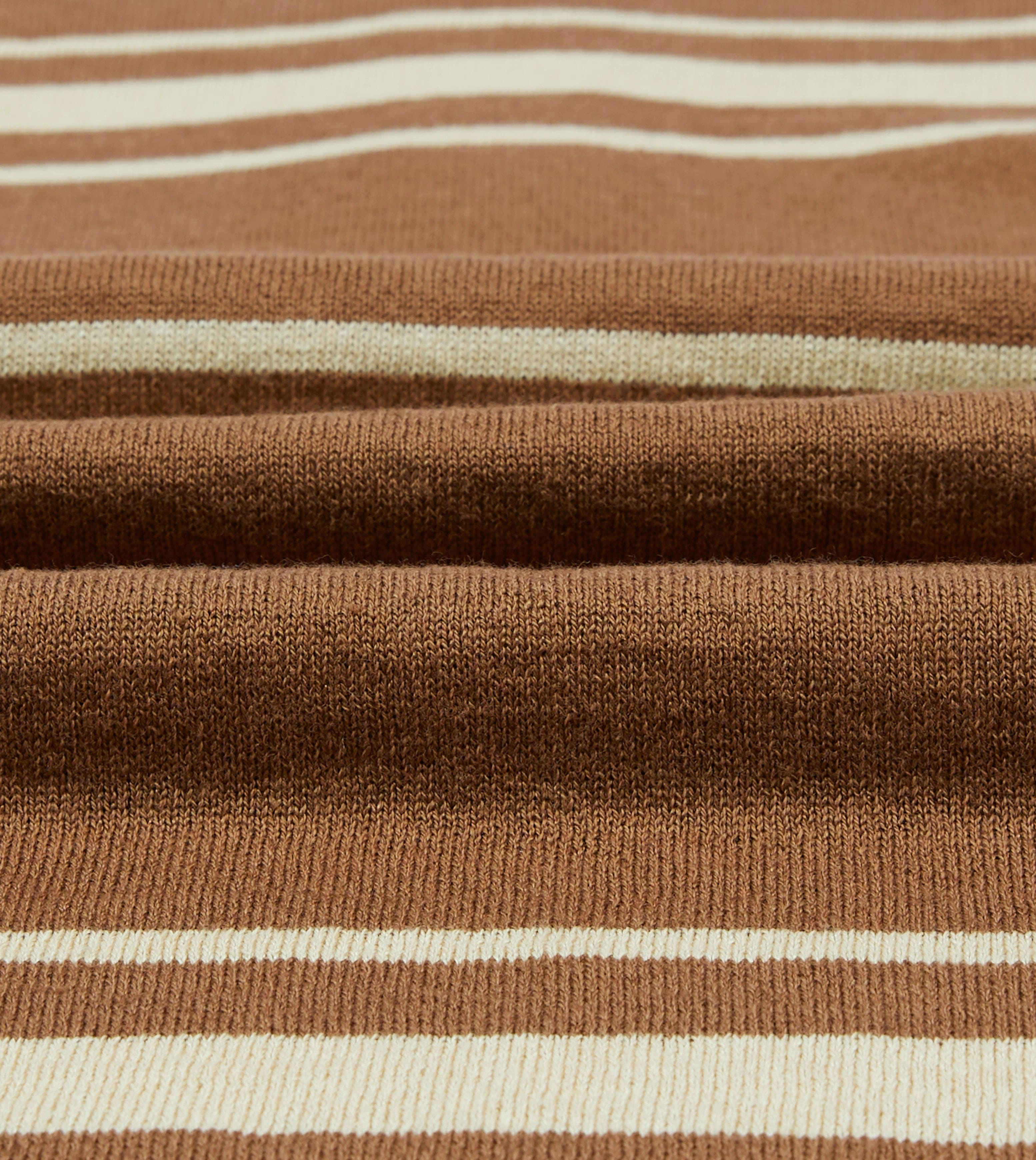 Weekend Adventure Brown and Ecru Linen Cotton Knitted Rugby Shirt