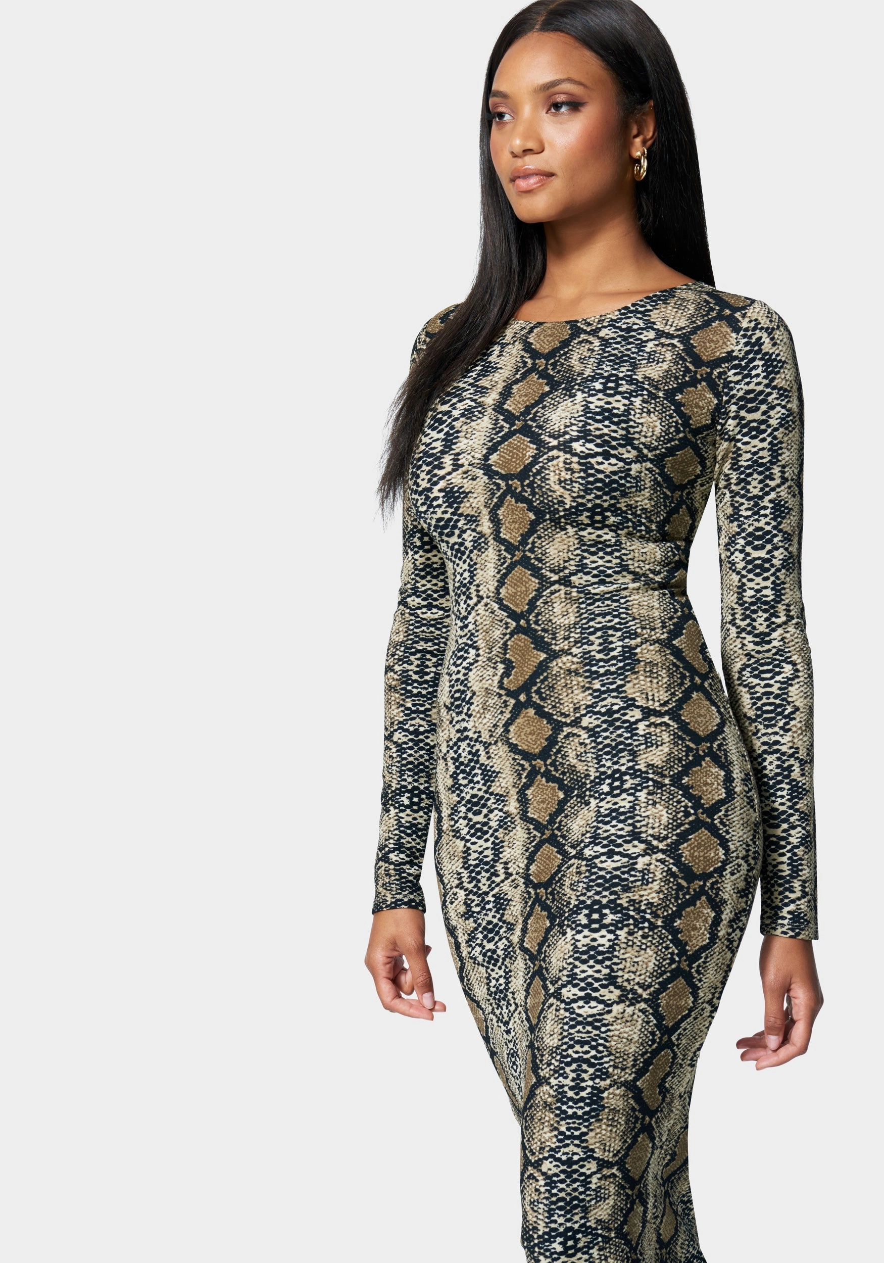 Printed Open Back Ankle Dress Skin Glow Smart and Polished