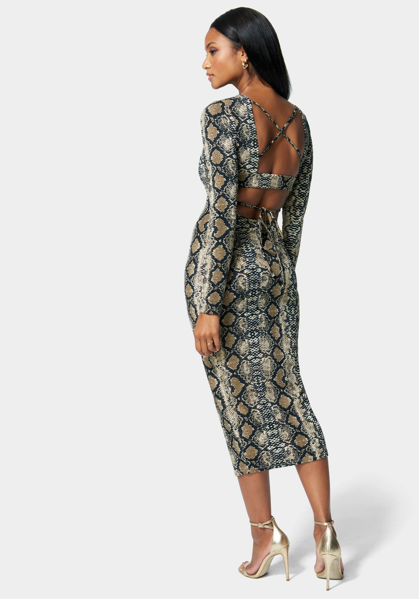 Fashionable Design Printed Open Back Ankle Dress