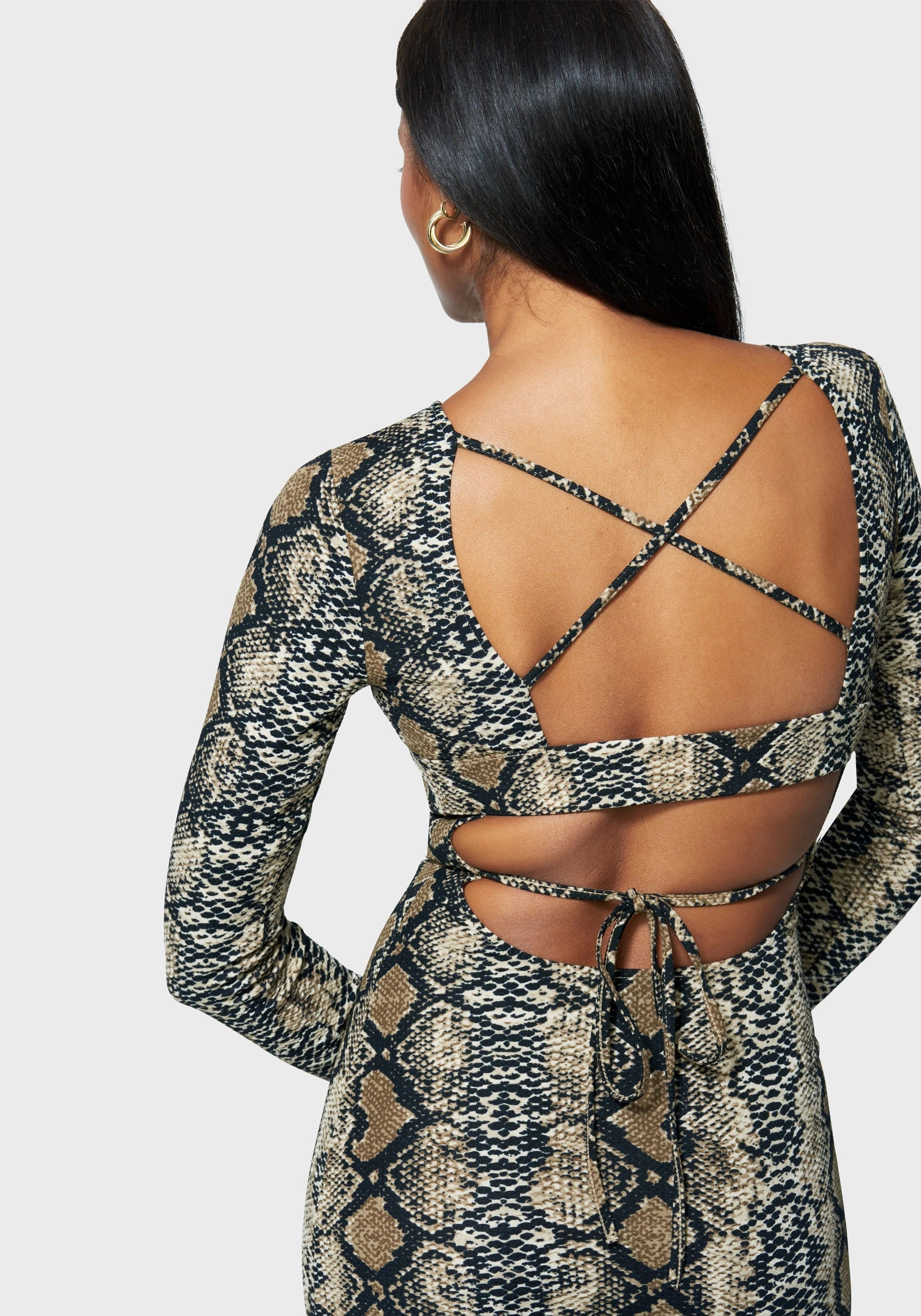 Printed Open Back Ankle Dress Travel Style