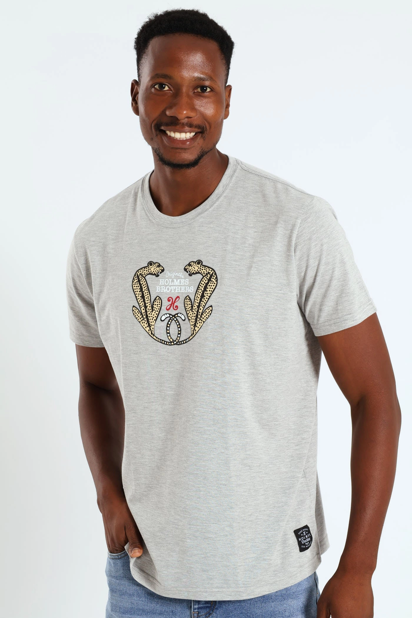 Outdoor Light Leopard Tee - Grey Melange