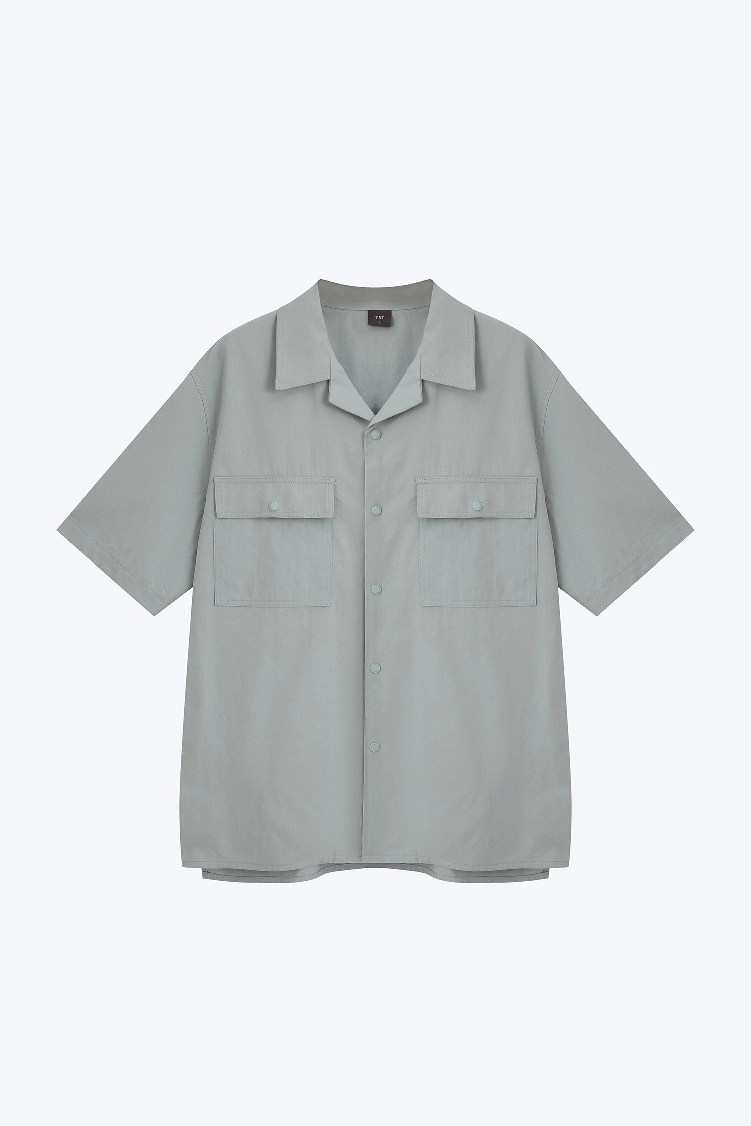 QuickDry Comfortable and stylish Relaxed-Fit Flapped Pocket Cuban Collar Top - Mint [AT]