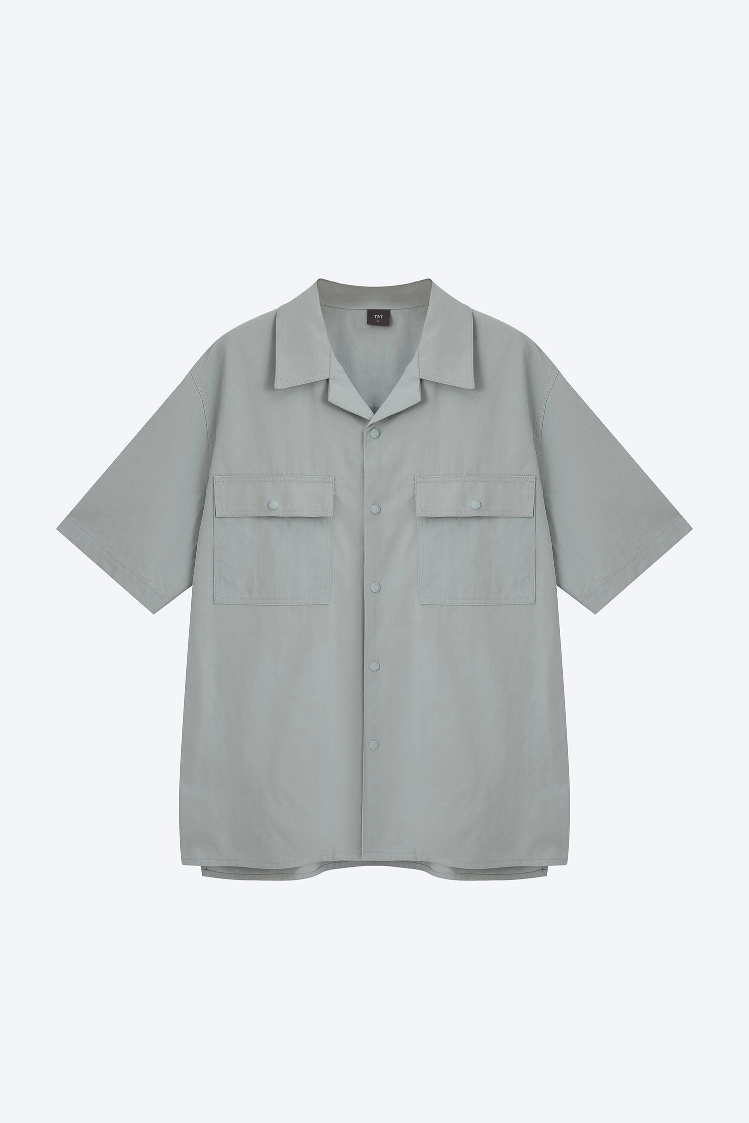 Relaxed-Fit Flapped Pocket Cuban Collar Top - Mint [AT] Comfortable texture