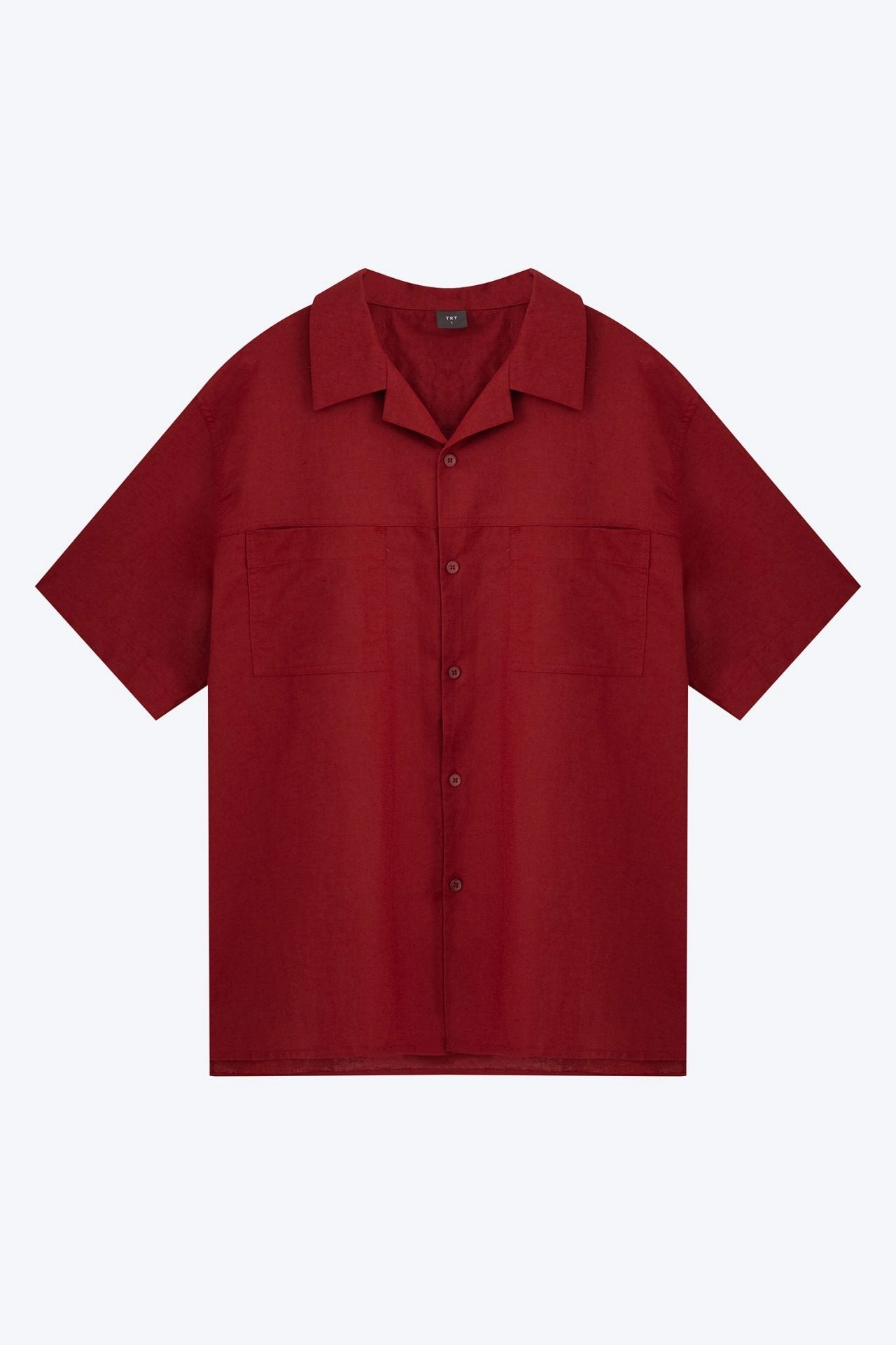 Relaxed-Fit Open Collar Shirt - Burgundy [AT] Simple Look