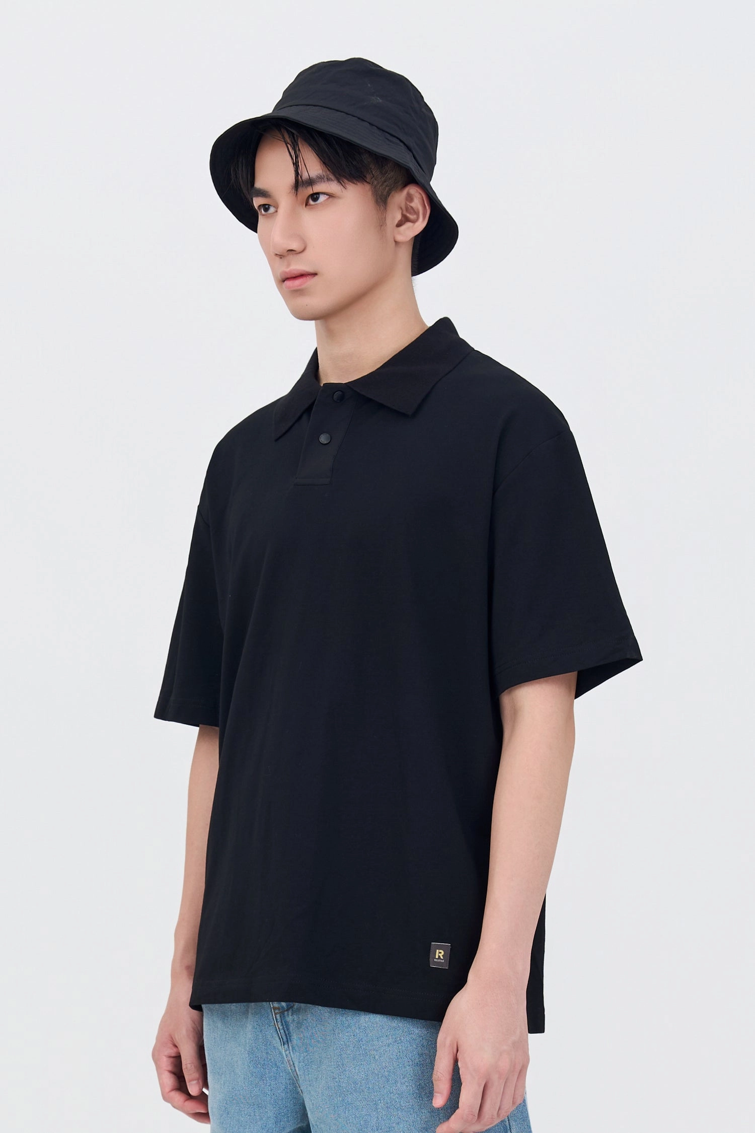 Thermochromic Color Shift Tech Relaxed Fit Polo Tee - Black