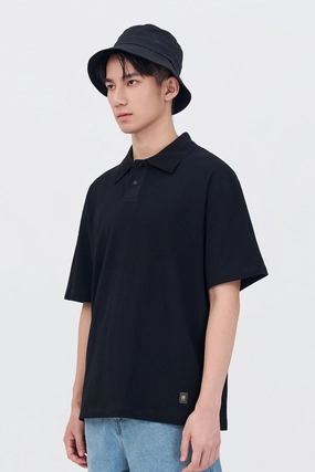 Thermochromic Color Shift Tech Relaxed Fit Polo Tee - Black