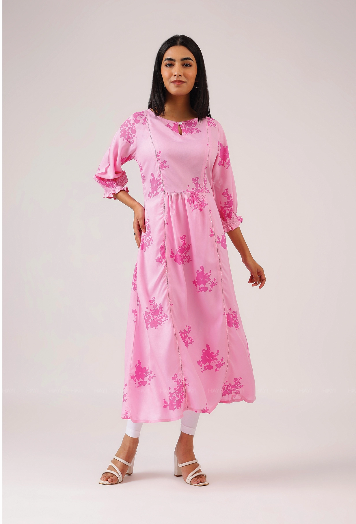 Cozy And Stylish Light material Light Pink with All About Flowers printed Viscose A-line Dress