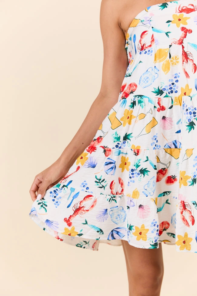 Sweet Thing Summer Girl Dinner Strapless Printed Mini Dress FINAL SALE Form Flow