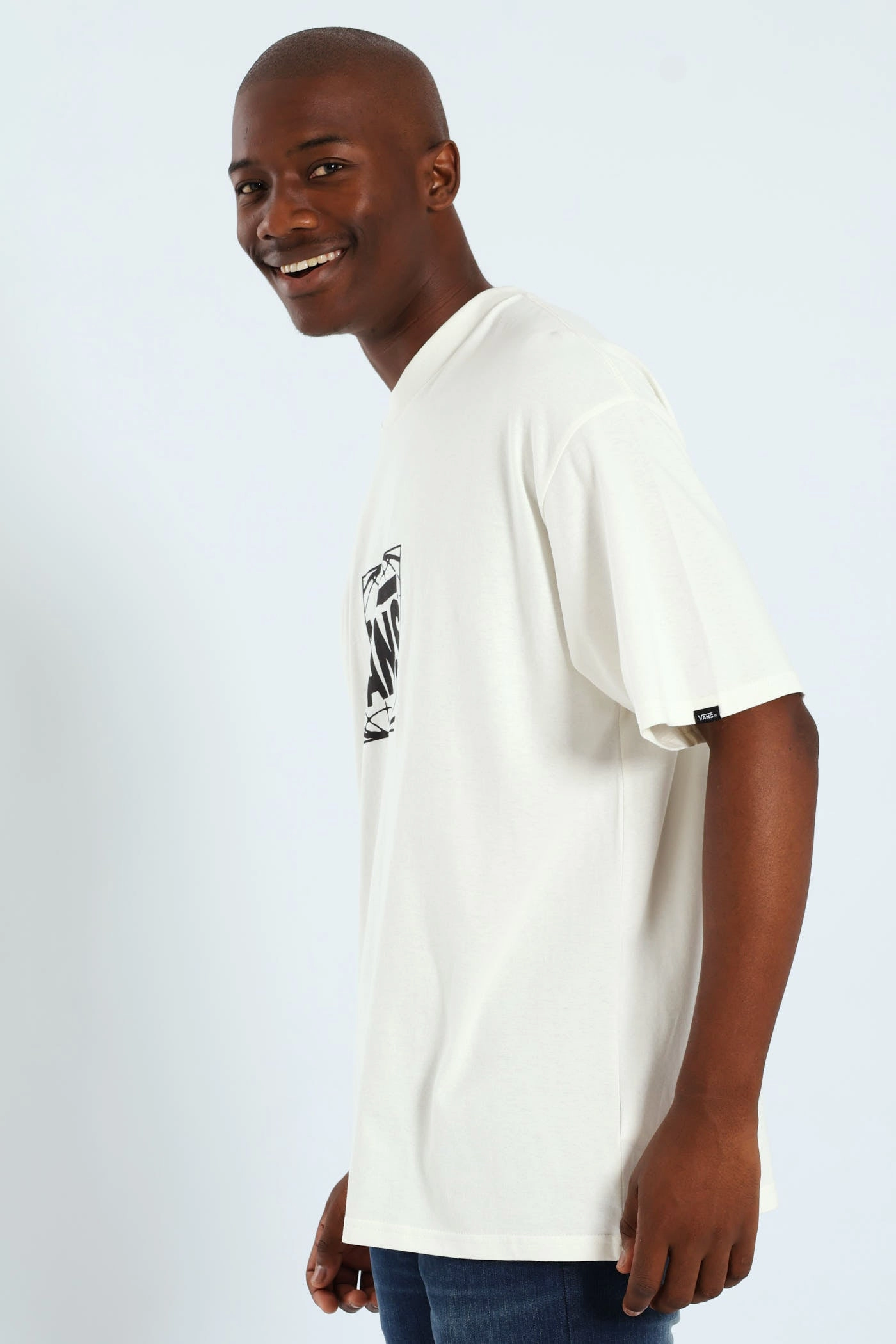 Wide Loose Short Sleeve Tee - Off White Anti Static Fabric