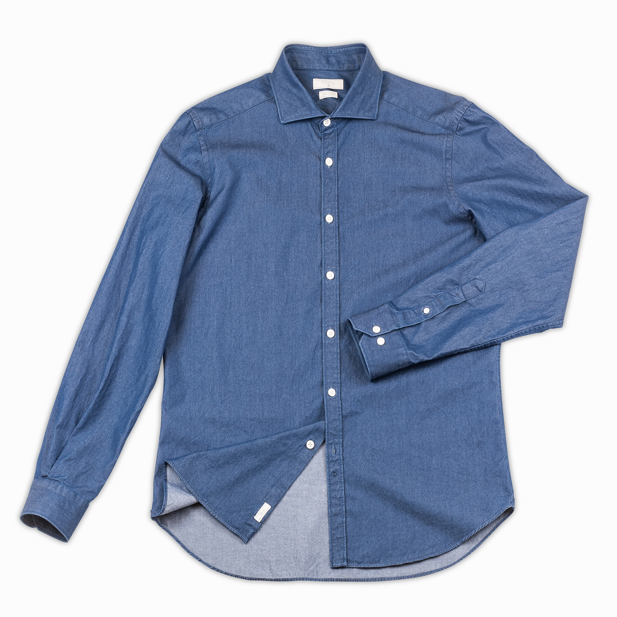 Wrinkle Resistant Ethically Sourced Material Clodoveu Soft Light Denim Shirt (ocean blue)