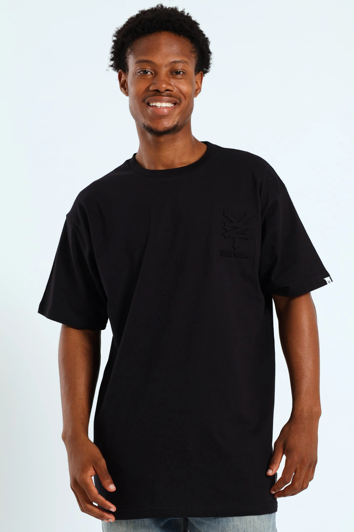 SoftenedNeckline Modern Twist Logo Tee - Black