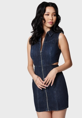 All-Day Fit Modern Layering Front Zip Side Cut Out Denim Dress