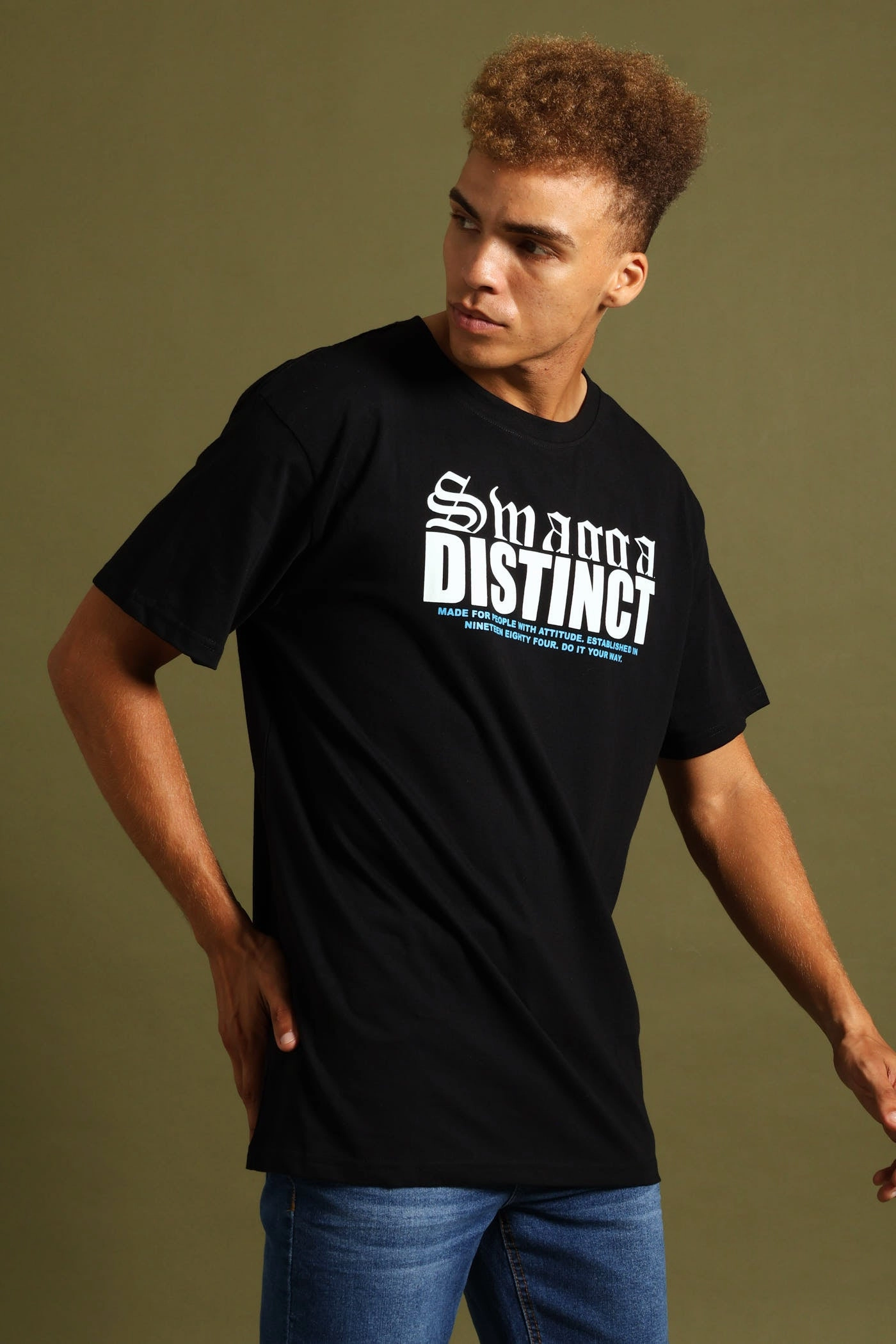 Short Sleeve Basic Print Tee - Black Floral Pattern harmonious