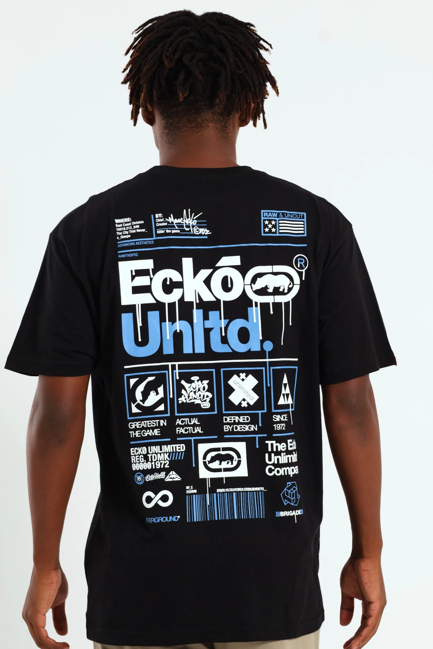 FadeResistant Coating Layered Hem Design Rhino Globe Tee - Black/Blue