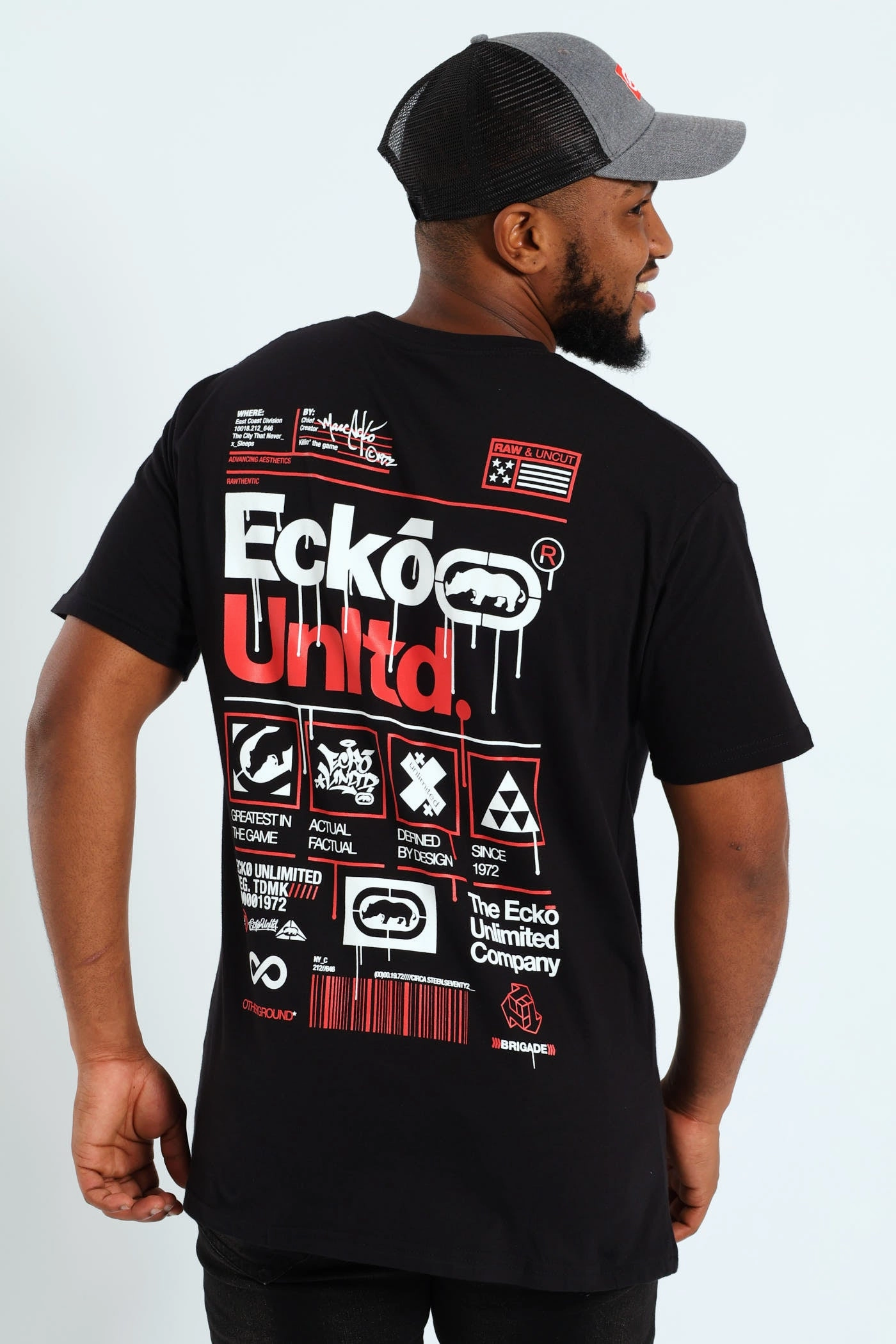 Comfortable Shape Soft Fit Wear Rhino Globe Tee - Black/Red