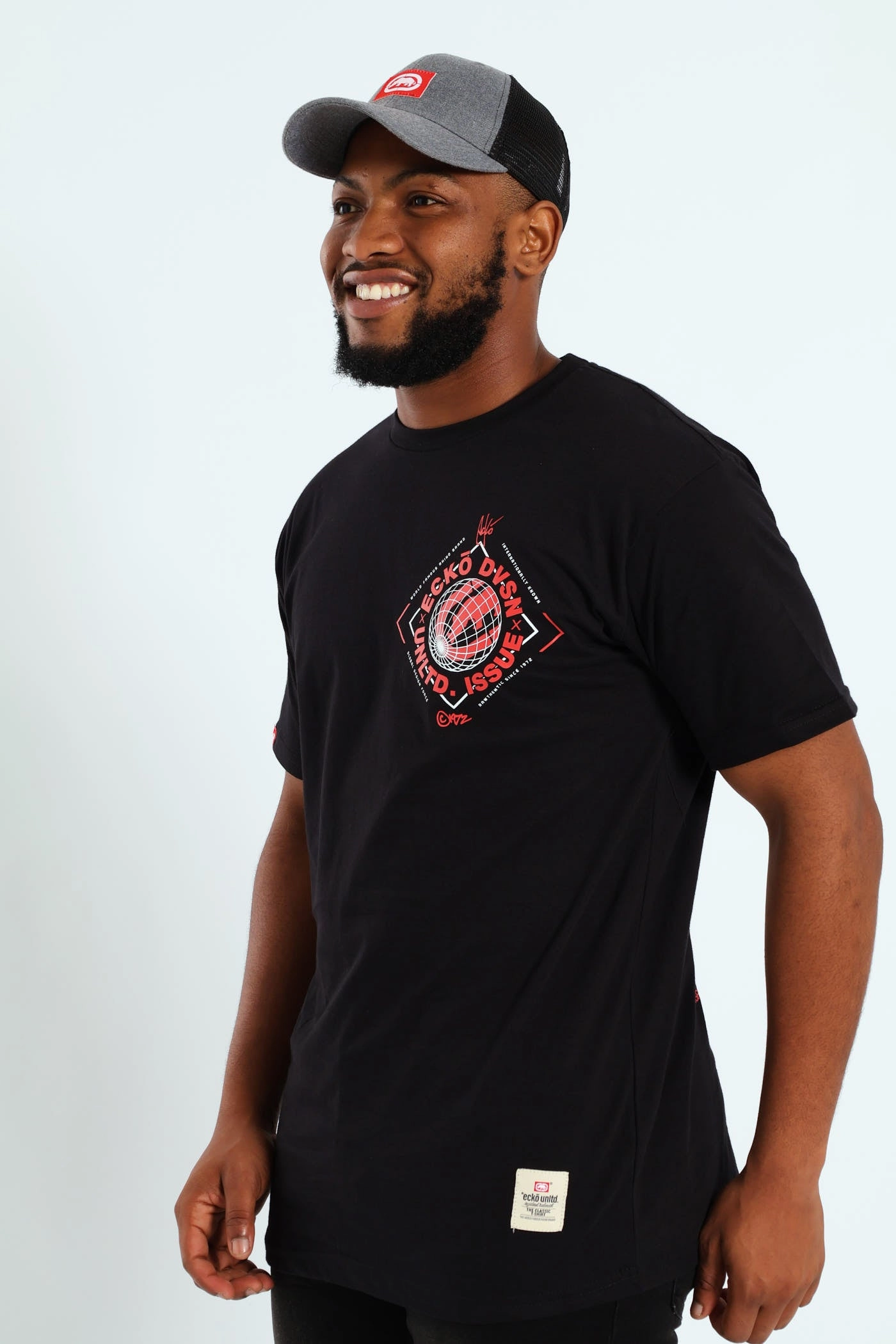 Layering Comfort Wear Daily Casual Rhino Globe Tee - Black/Red