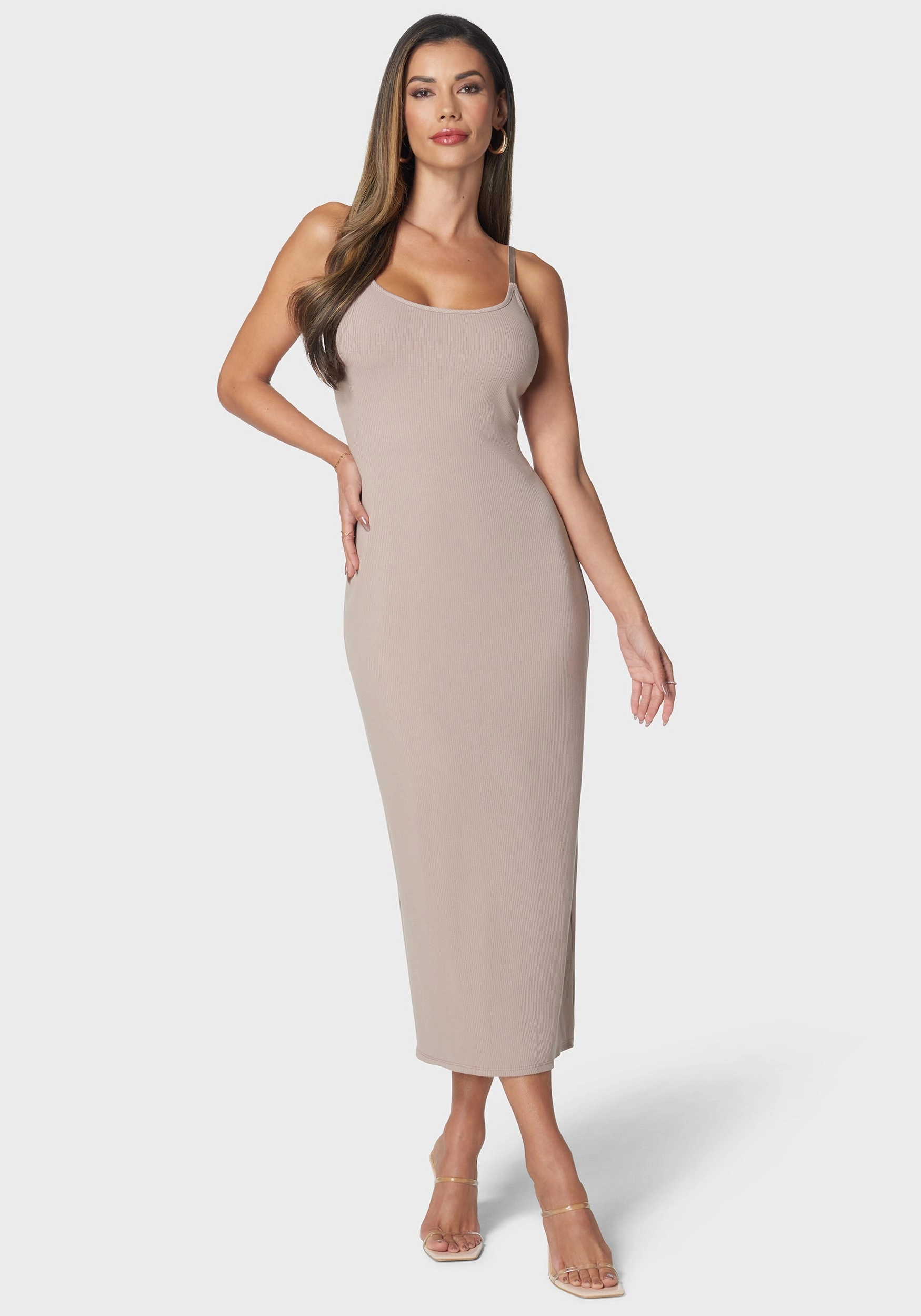 Rib Tank Maxi Dress Color Glow Structured-Shape