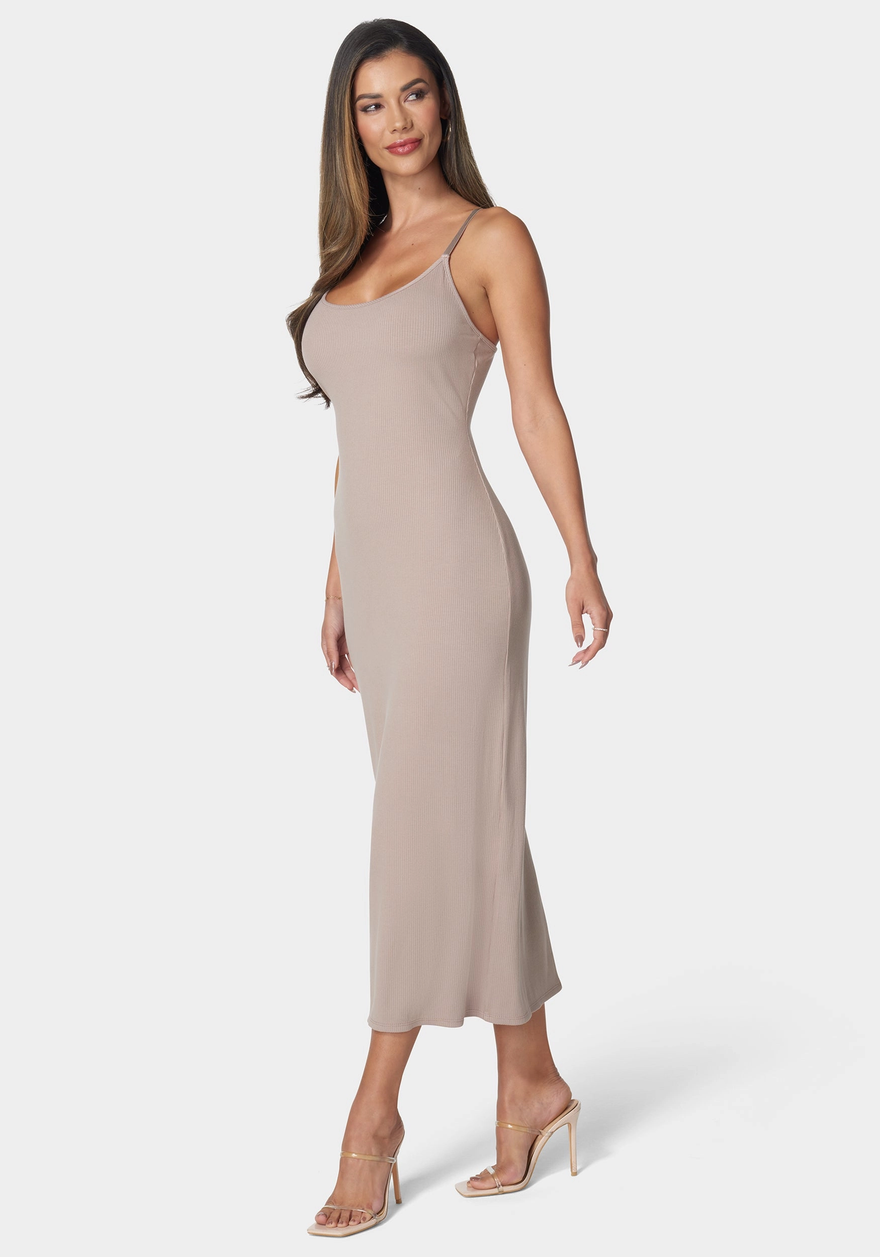 Rib Tank Maxi Dress Satin Finish