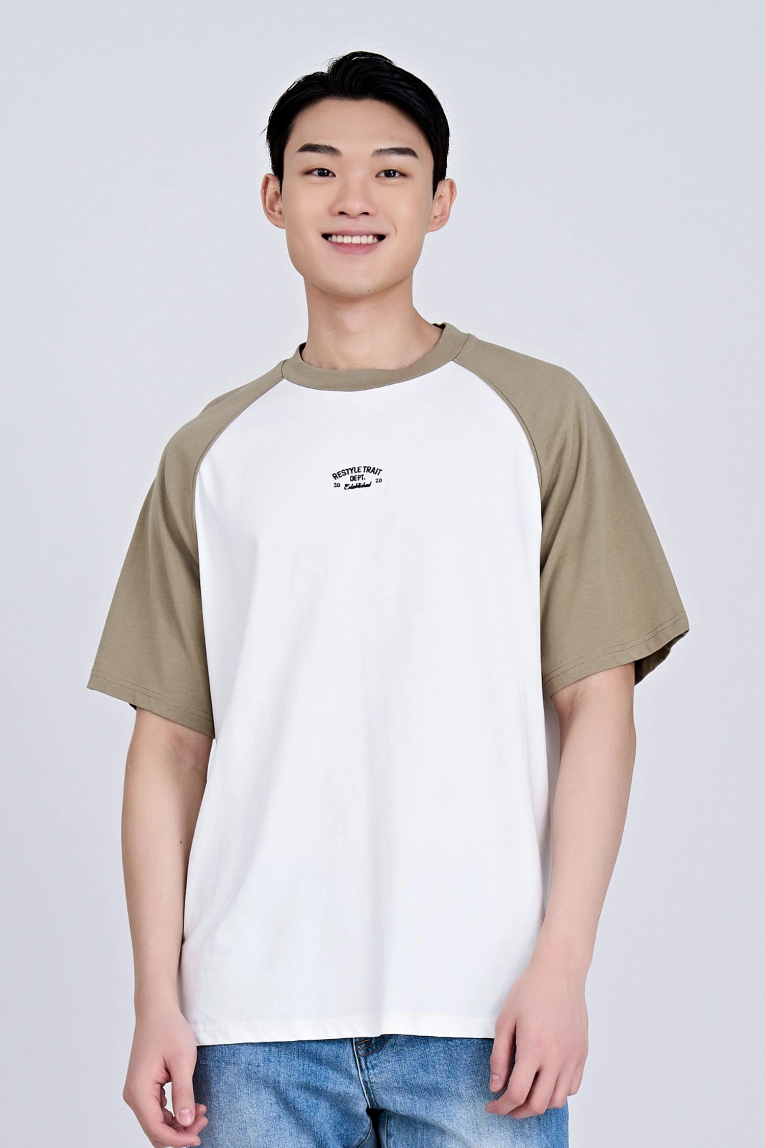 (C) TRT Embroidered Raglan Tee - Taupe QuickDry Technology Hidden Pocket Design
