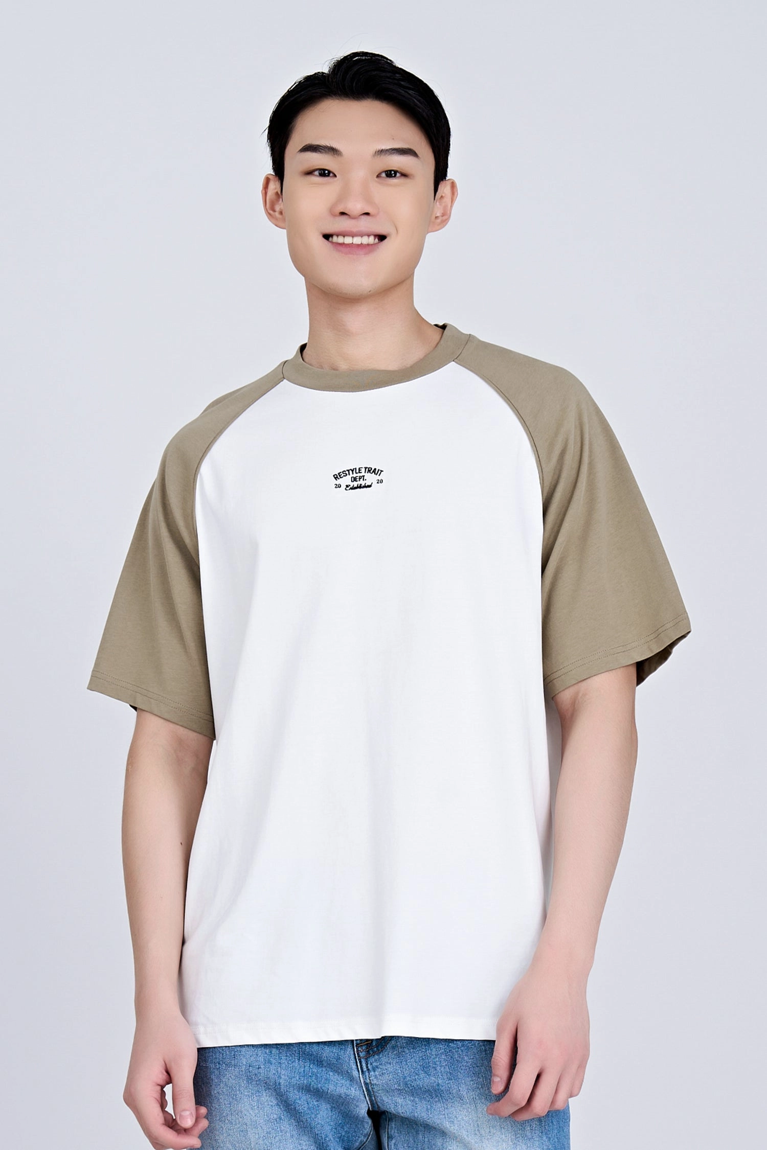 (C) TRT Embroidered Raglan Tee - Taupe Anti Slip Shoulder Padding