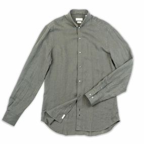 stain resistant coating LayeringFriendly Conrad golden linen shirt (old green)
